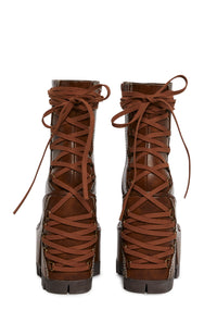 Woodland Lucid Dream Corset Boots - Brown
