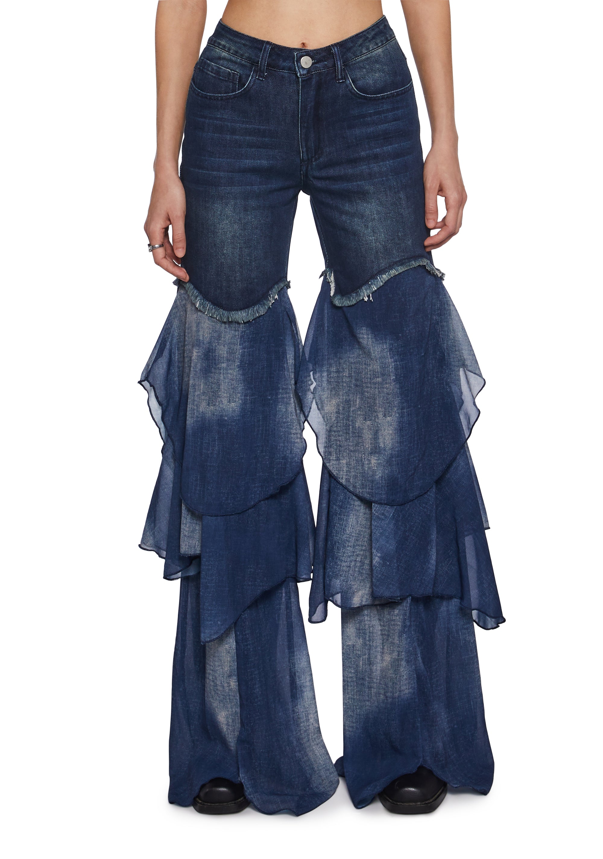 Dolls Kill Water Bound Flared Denim Pants