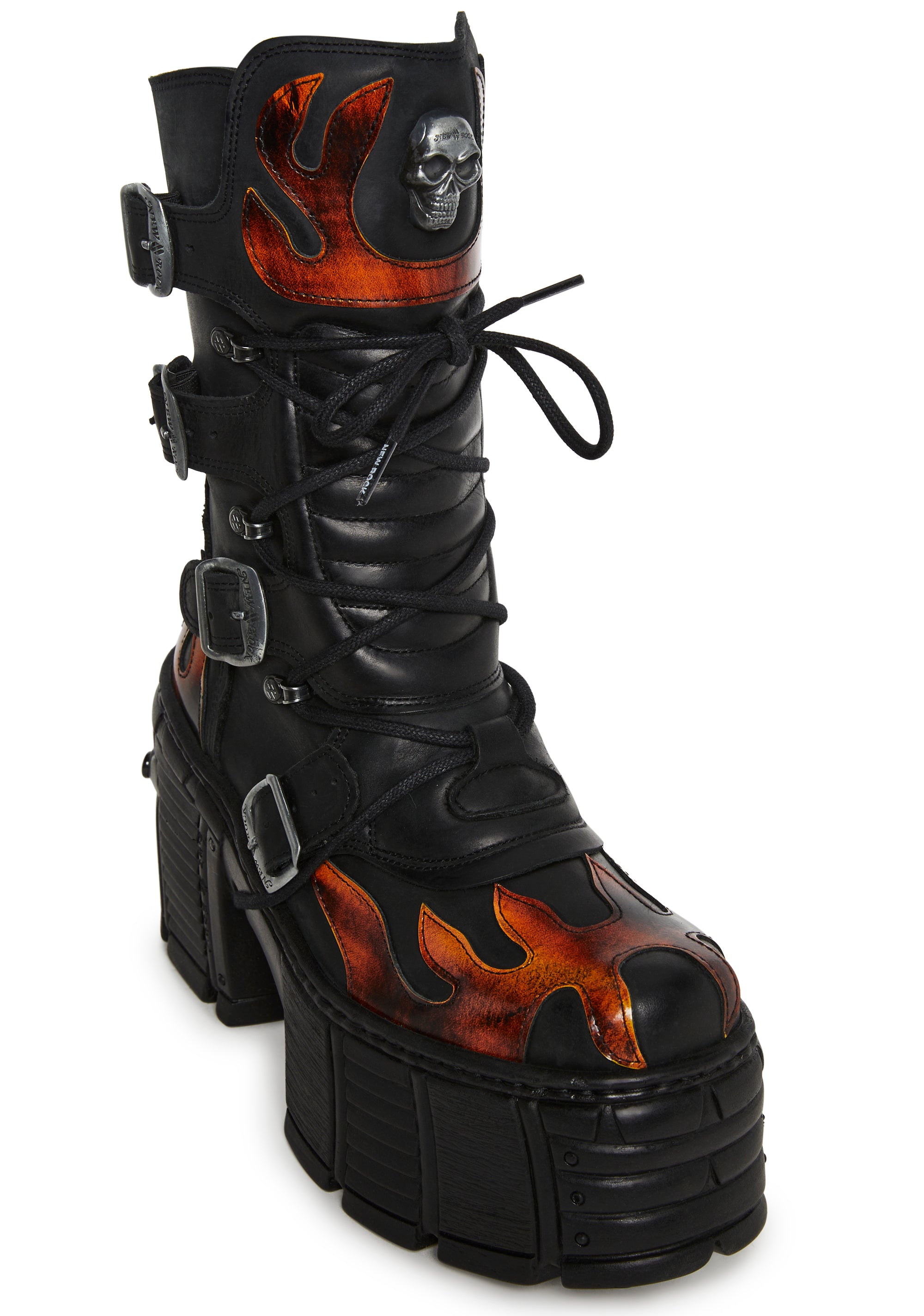 New Rock M-TM543-C1 Flame Boots - Black – Dolls Kill
