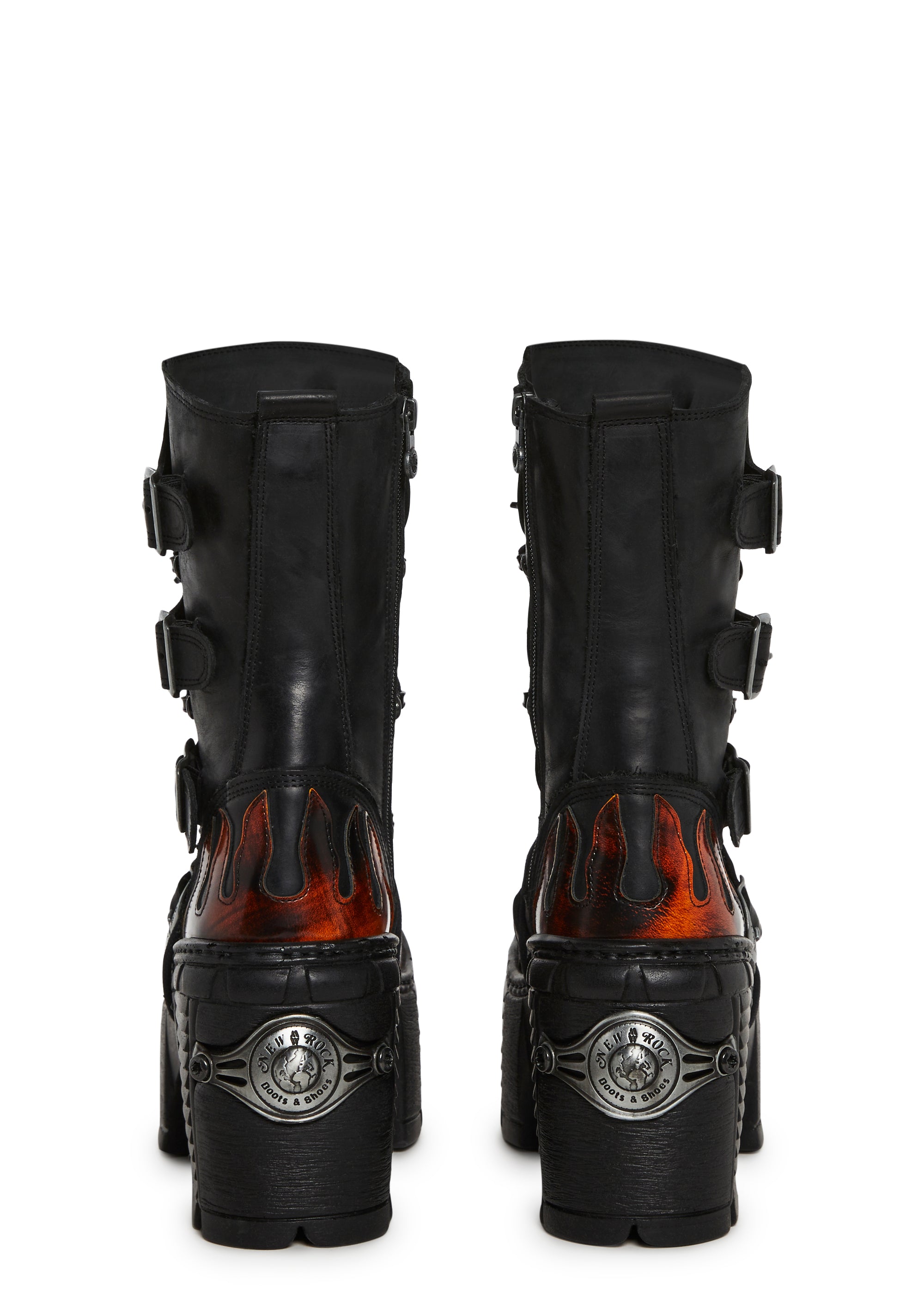 ザ・ムーヴ　トゥナイト／ドント・メス・ミー・アップ New Rock M-TM543-C1 Flame Boots - Black – Dolls Kill