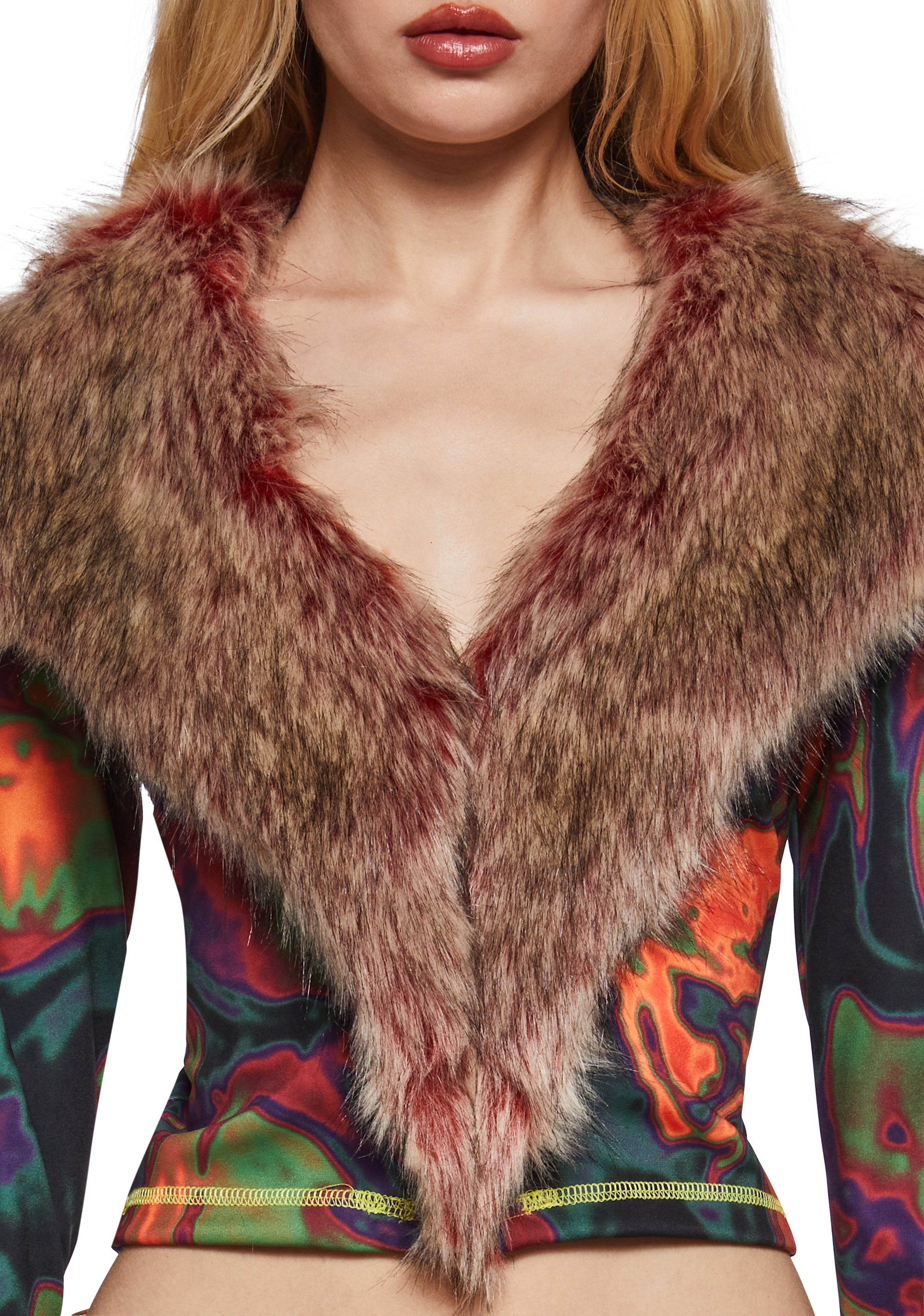 Psytrance Zone Faux Fur Top