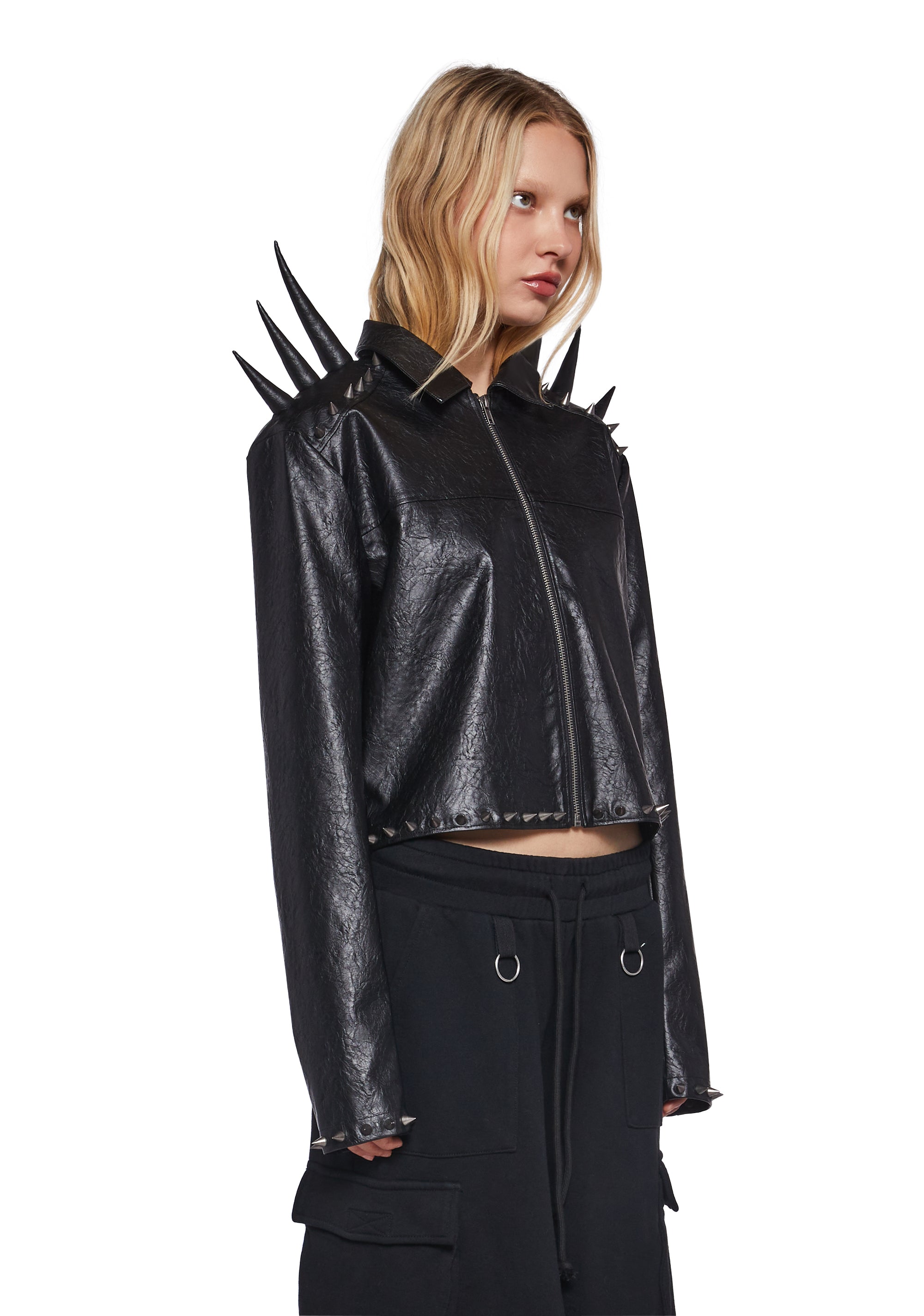入荷なう Vegan Spiked Leather Spikes Metal With Jacket Moto Trucker ジャケット・アウター