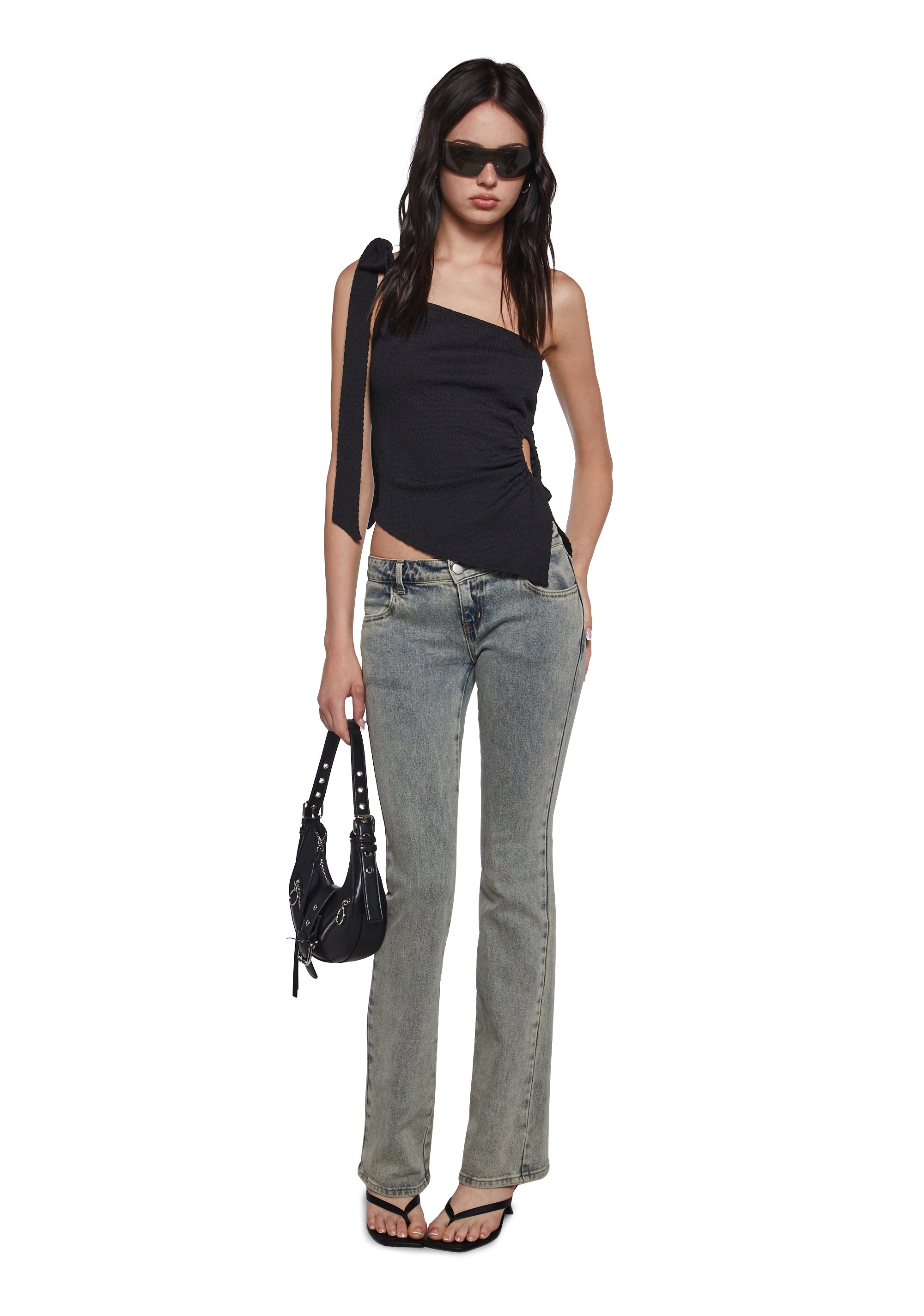 Dream Girl Asymmetrical Top - Black - alternate