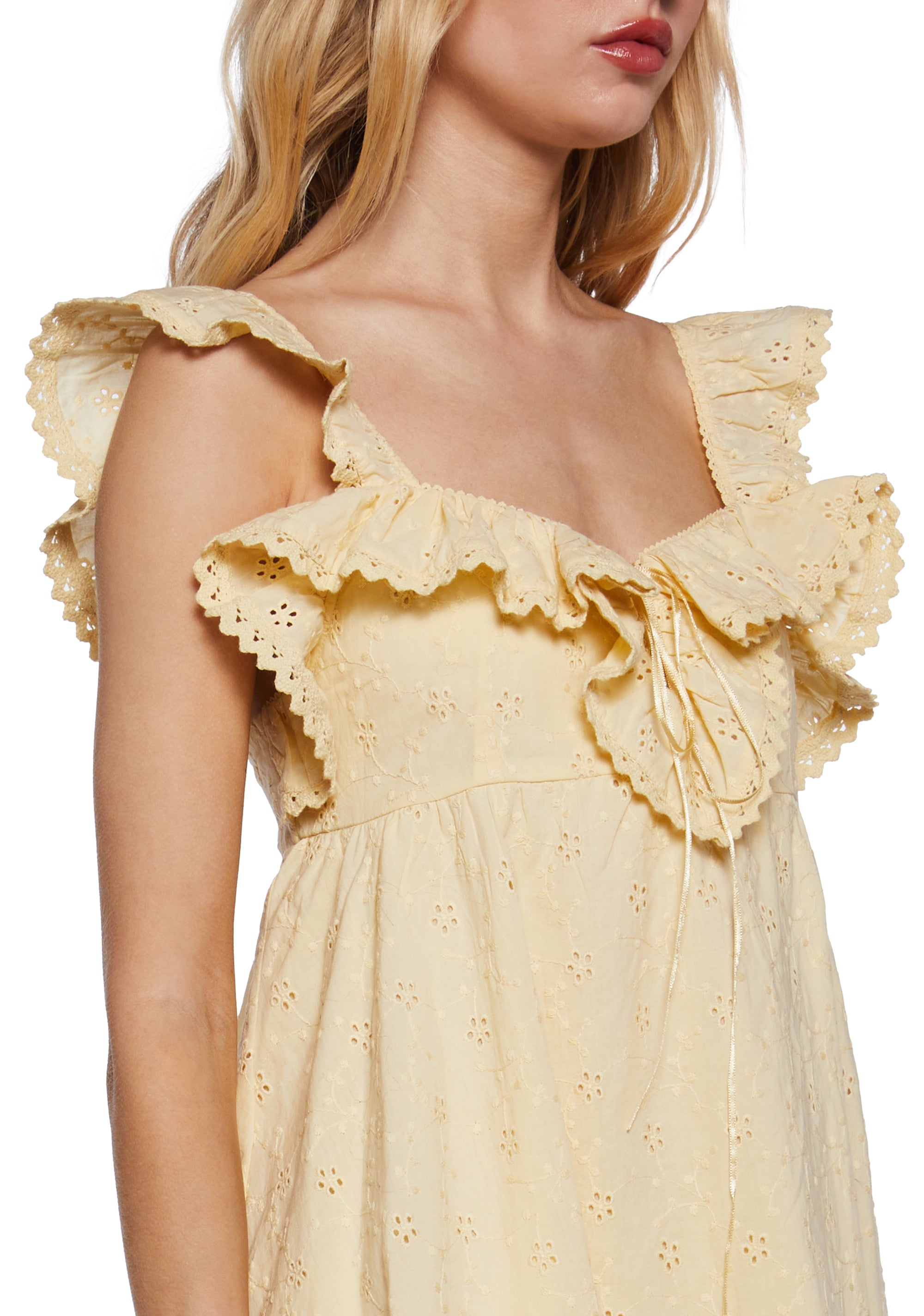 Sunset Stroll Babydoll Dress - Yellow