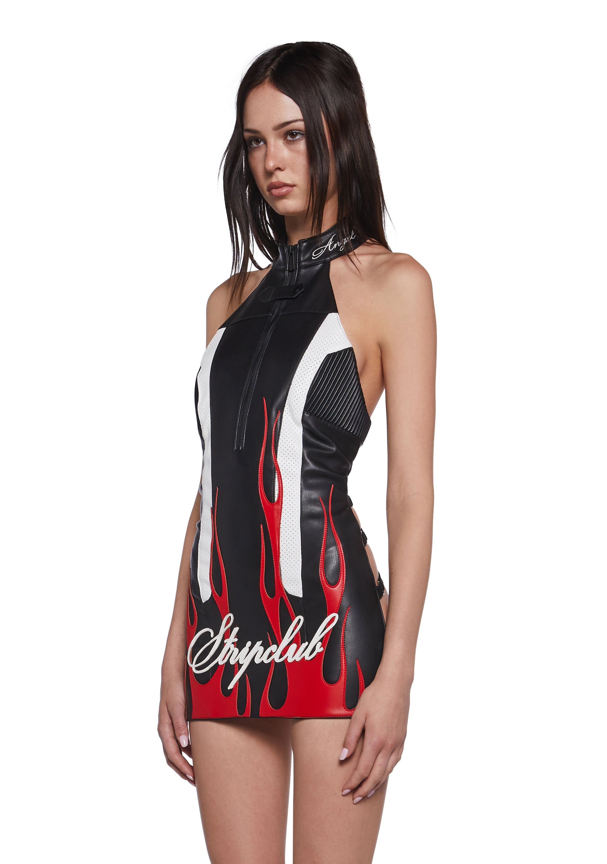 Namilia Backless Stripclub Mini Dress With Flame Appliques - Black Dolls Kill Namilia Backless Stripclub Mini Dress With Flame Appliques - Black Dolls Kill