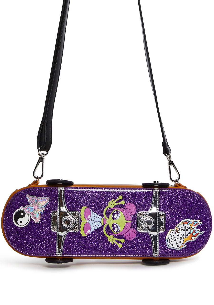 Kickflip Skateboard Crossbody Bag - Purple - alternate