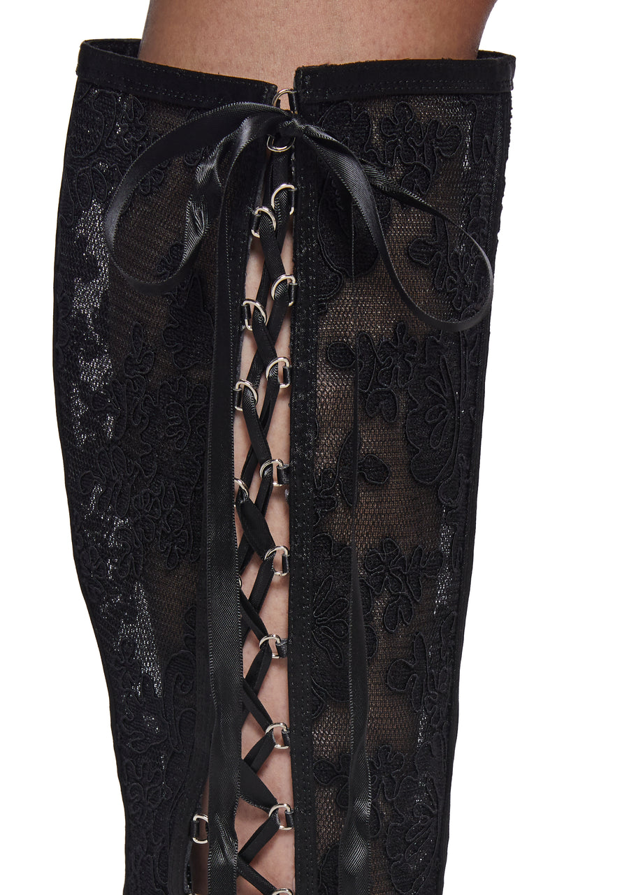 Dream Boulevard Lace Boots - Black - alternate