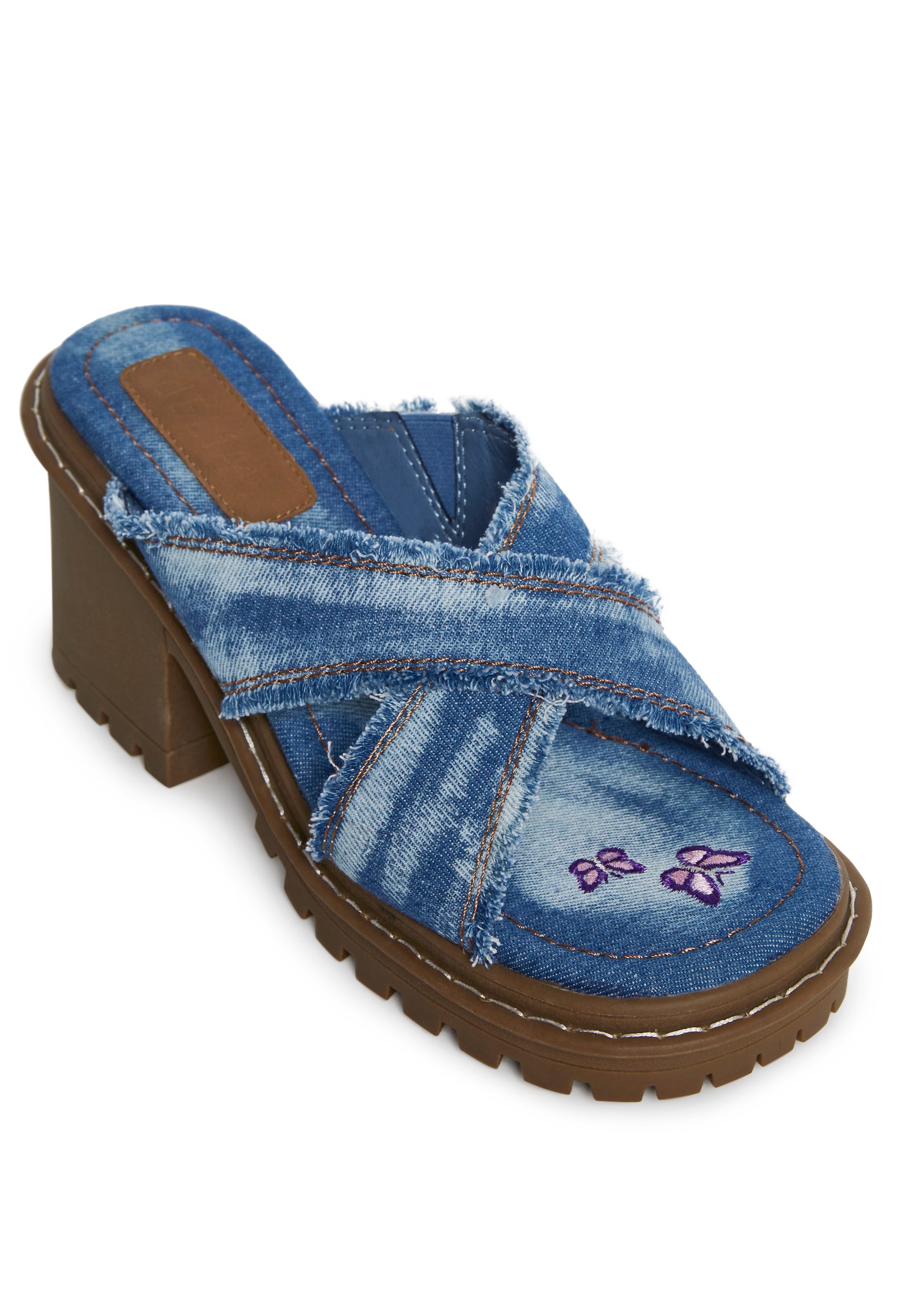 Star Worthy Cross Strap Slides - Denim - alternate
