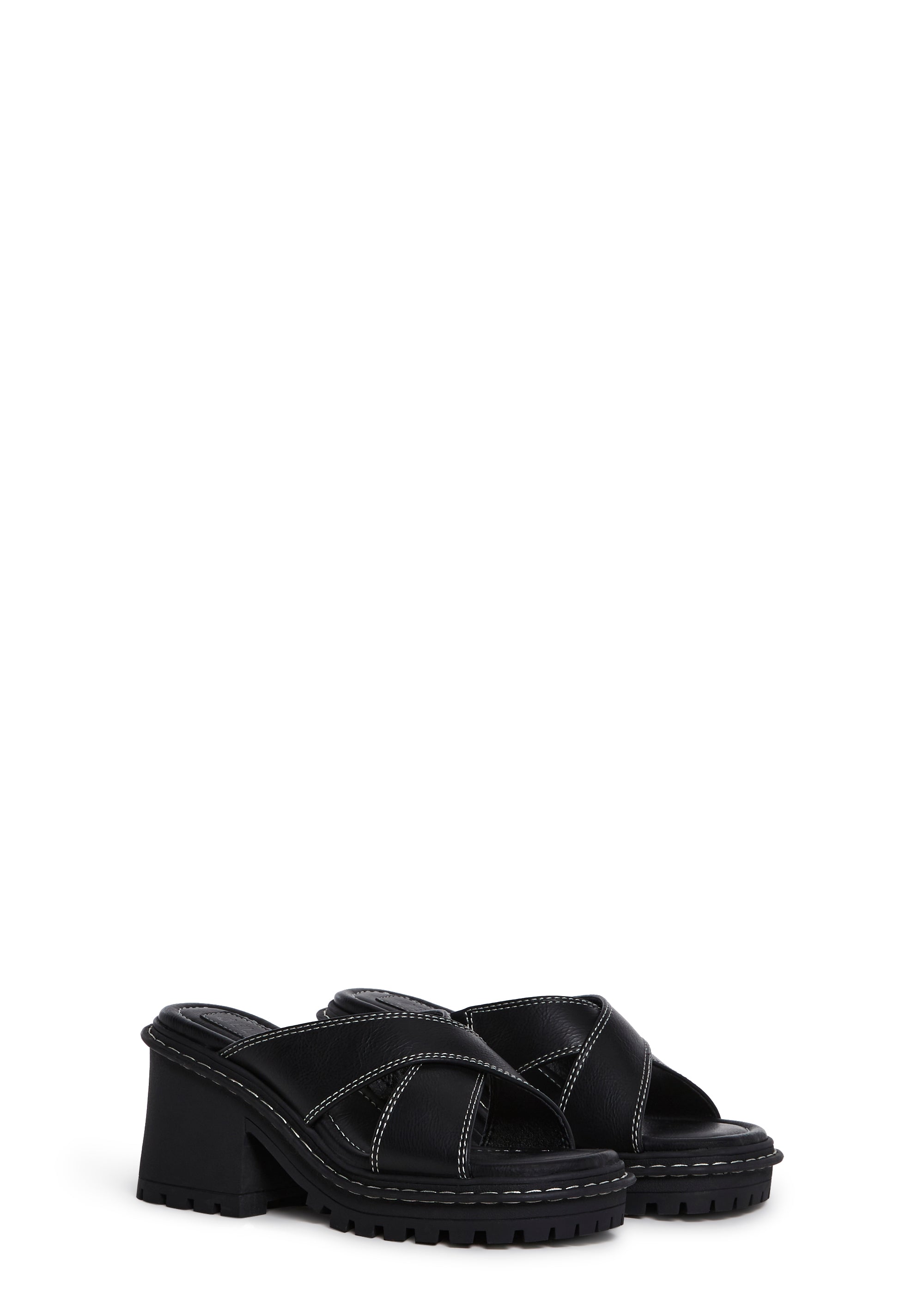 Star Worthy Cross Strap Slides - Black