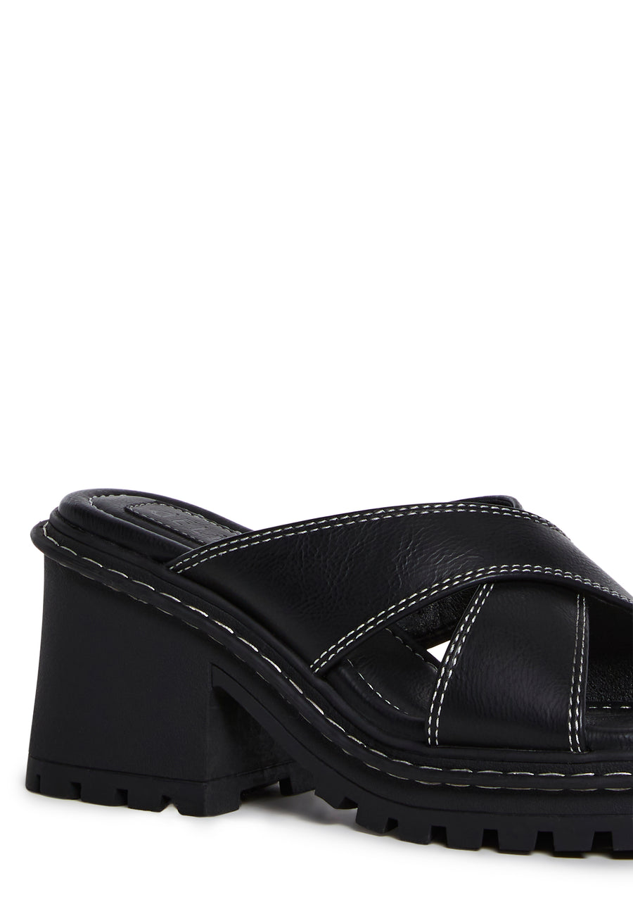 Star Worthy Cross Strap Slides - Black - alternate
