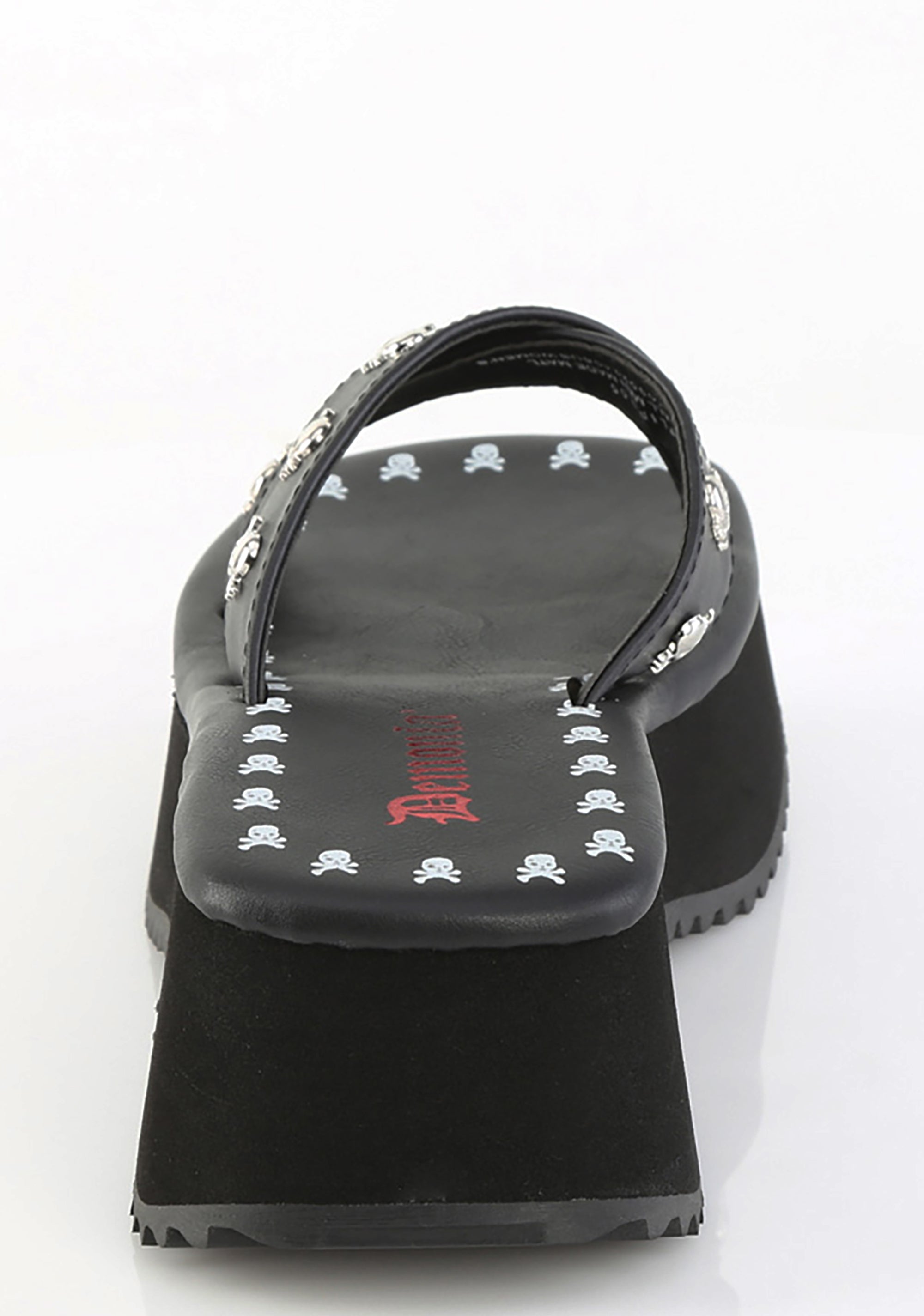 Demonia Flip-05 Skull Studded Platform Slides Black – Dolls Kill