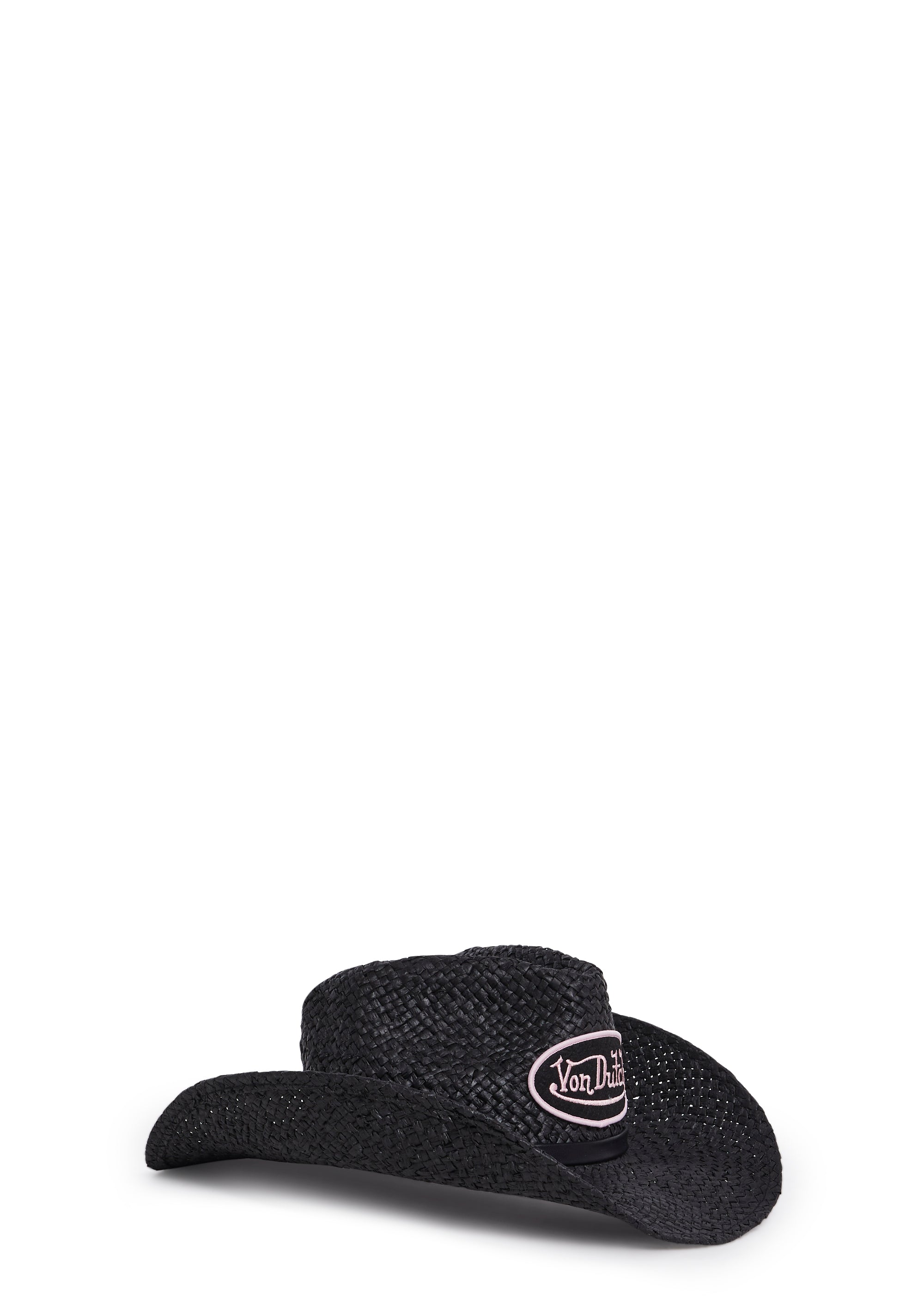 von dutch × dollskill カウボーイハット Von Dutch Raffia Logo Patch Cowboy Hat - Black – Dolls Kill