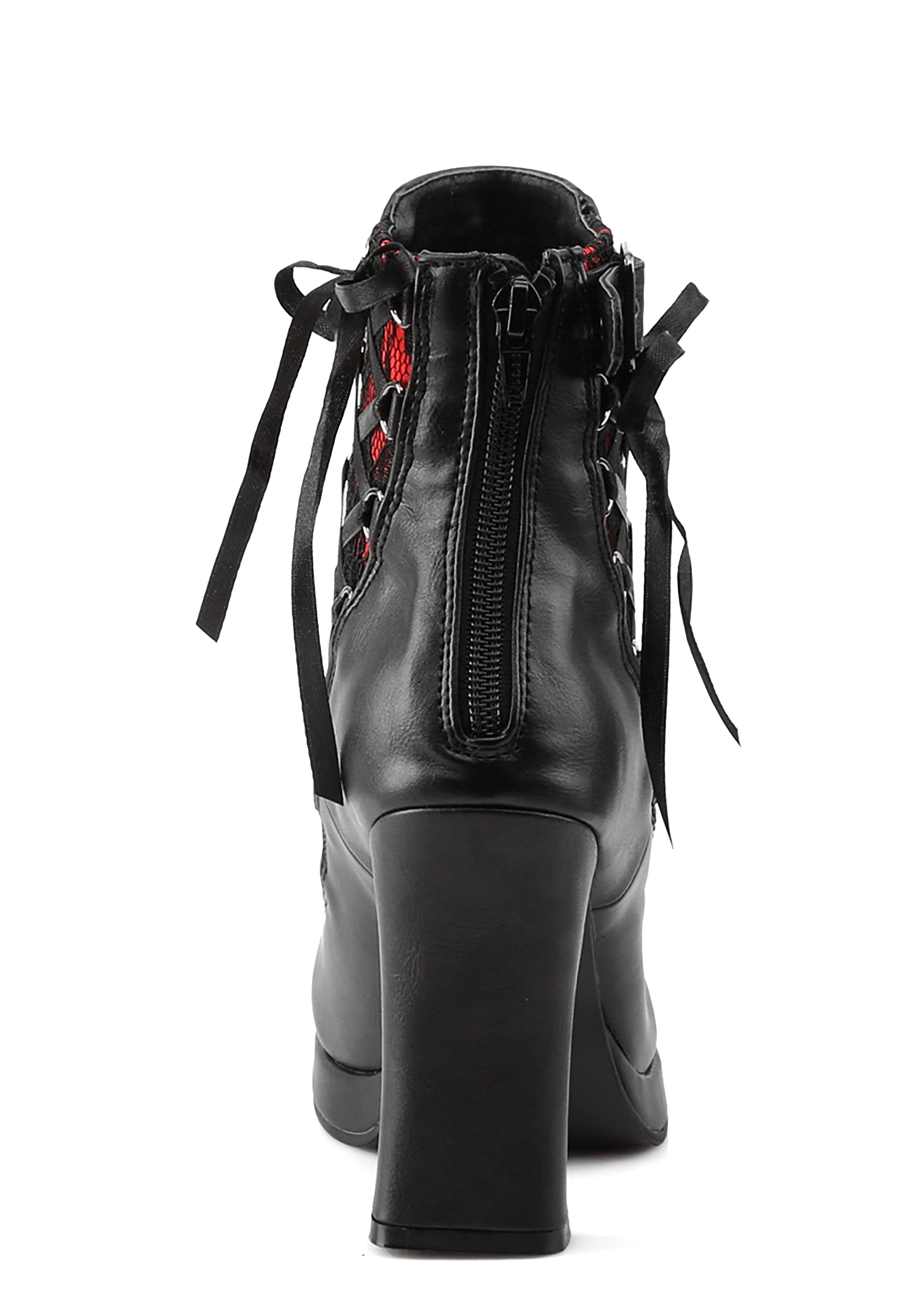 Demonia - Crypto-51 11 / Black-Red Lace Vegan Leather