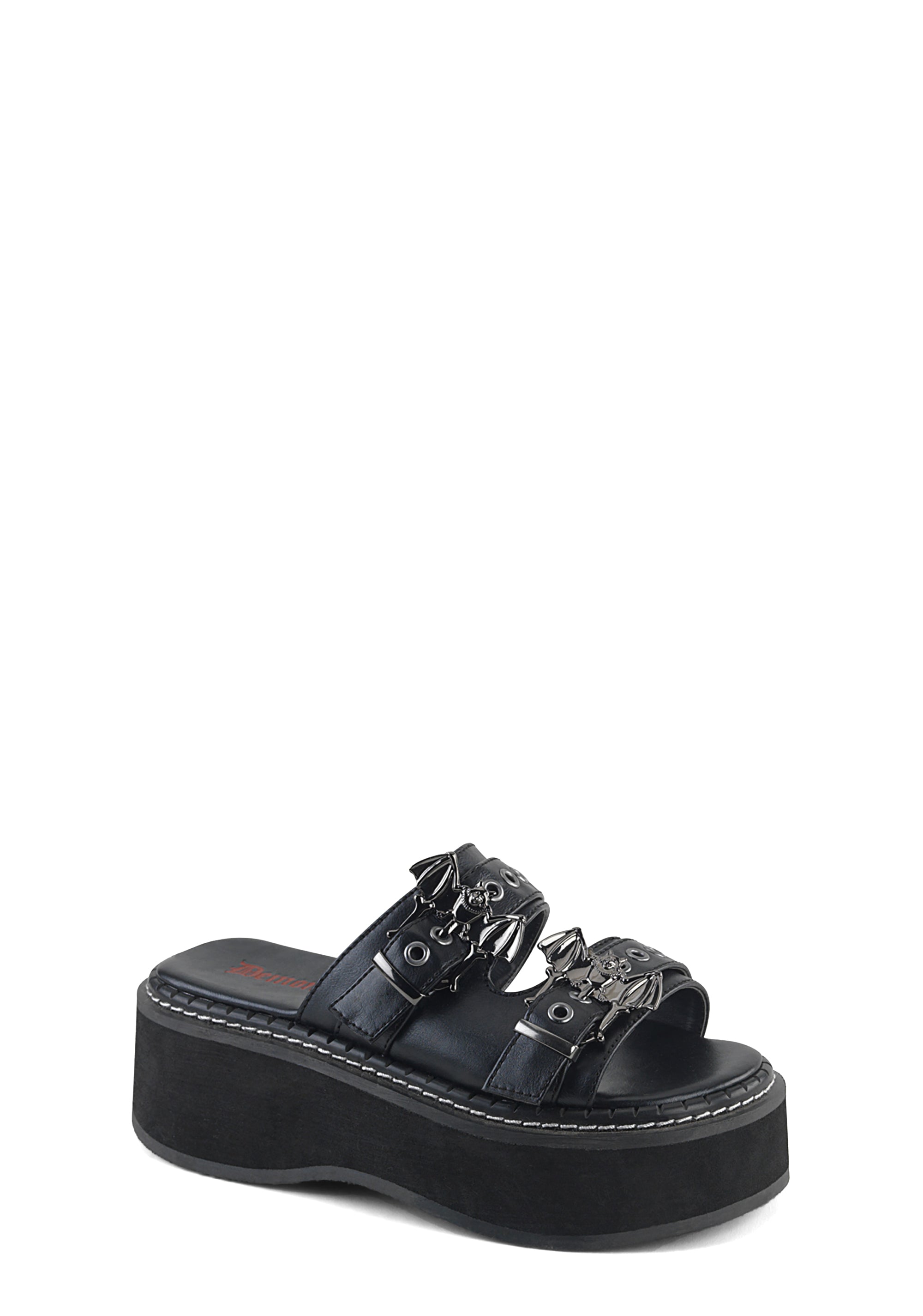 Demonia Emily-100 Bat Double Sandals Black – Dolls Kill