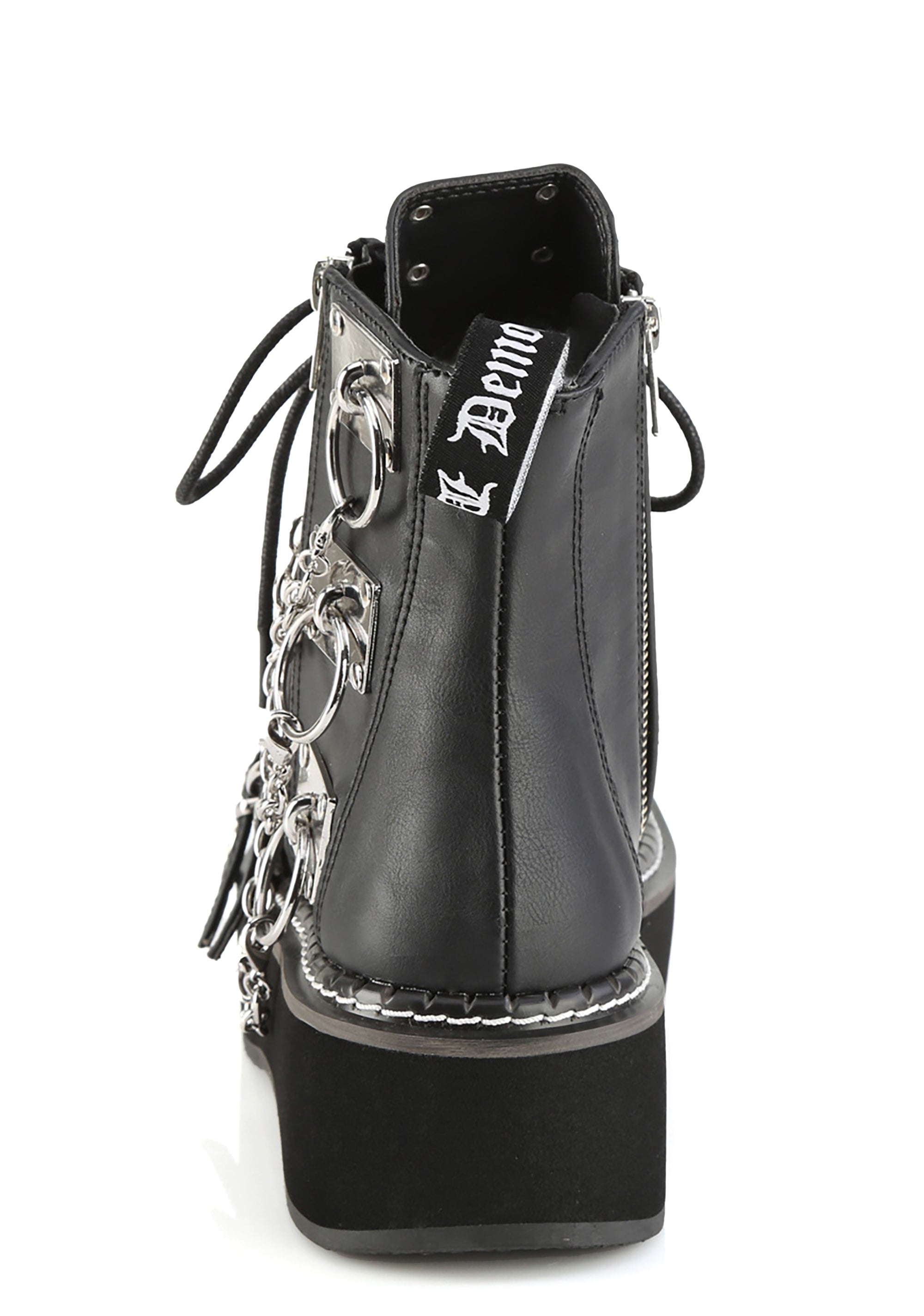 Demonia Emily-57 Platform Ankle Boots With Chains - Black