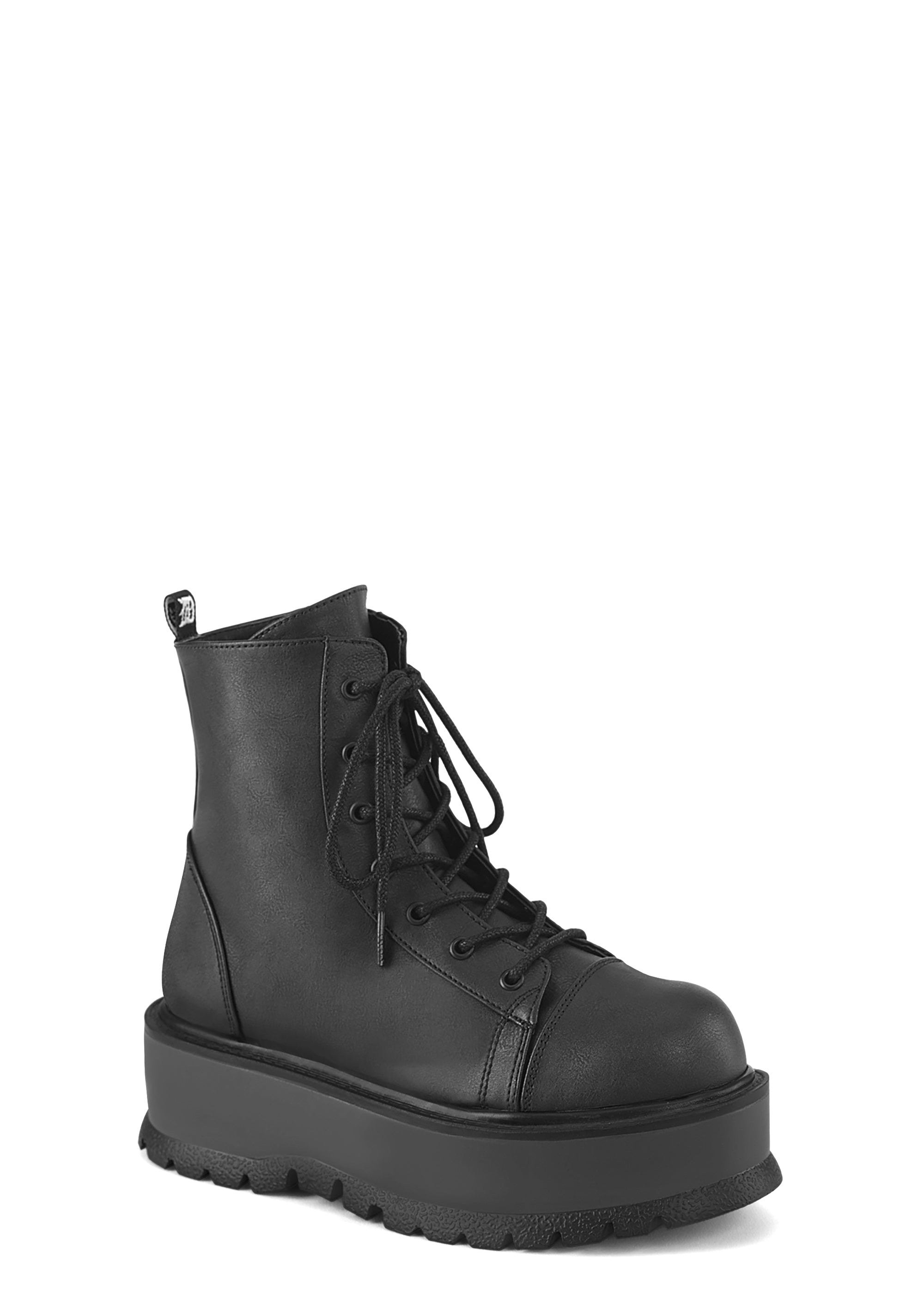 Demonia Slacker-55 Ankle Boots With Zip Up Closures - Black