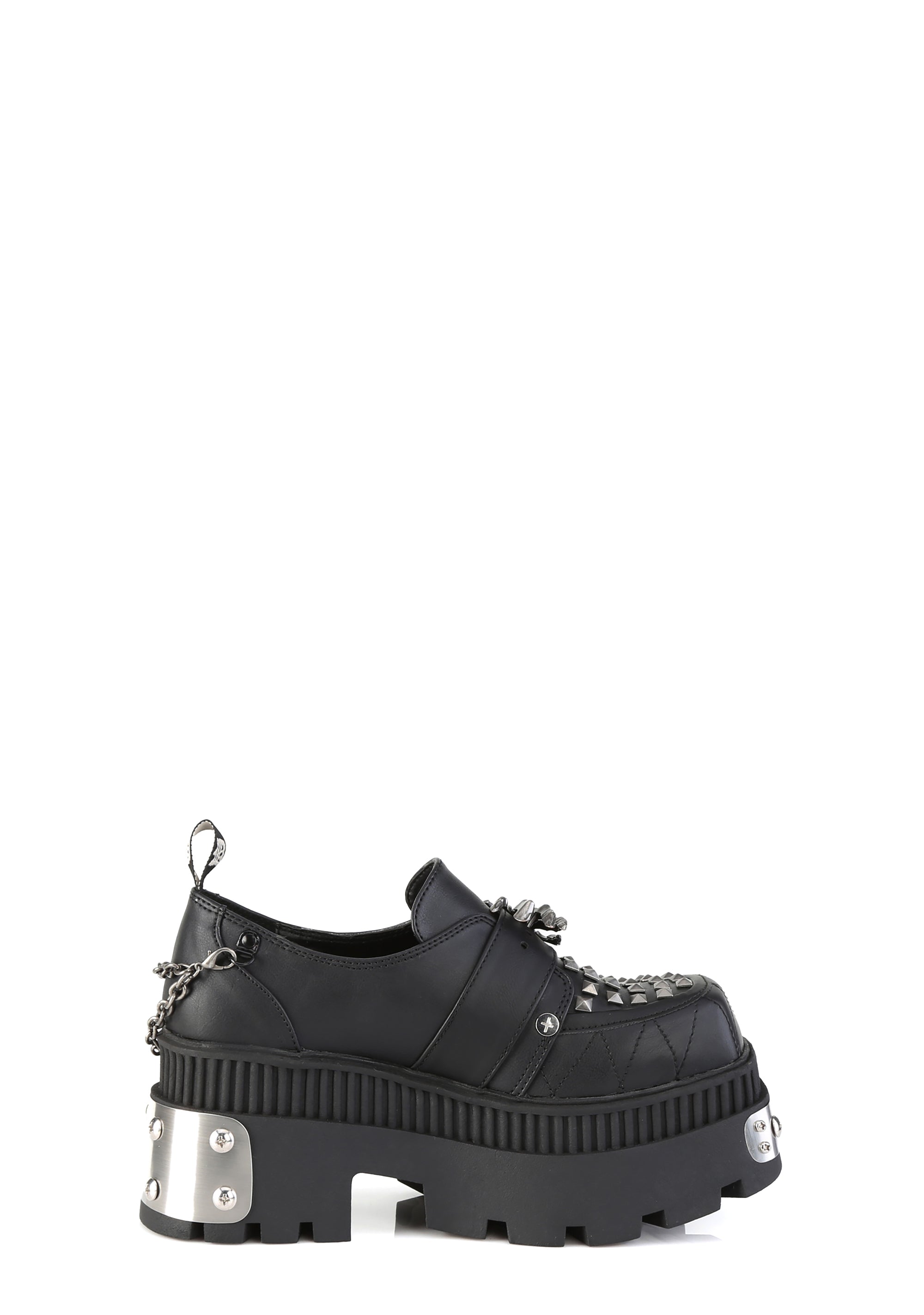 Demonia Wrath-42 Skeleton Hand Platform Loafers With Chain Details ...