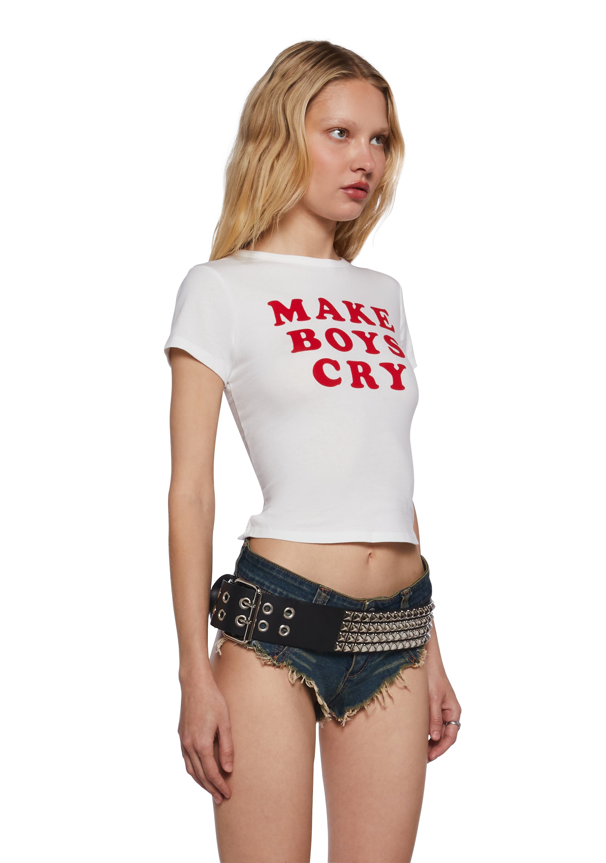 Cute Boy Tears Graphic Tee - White