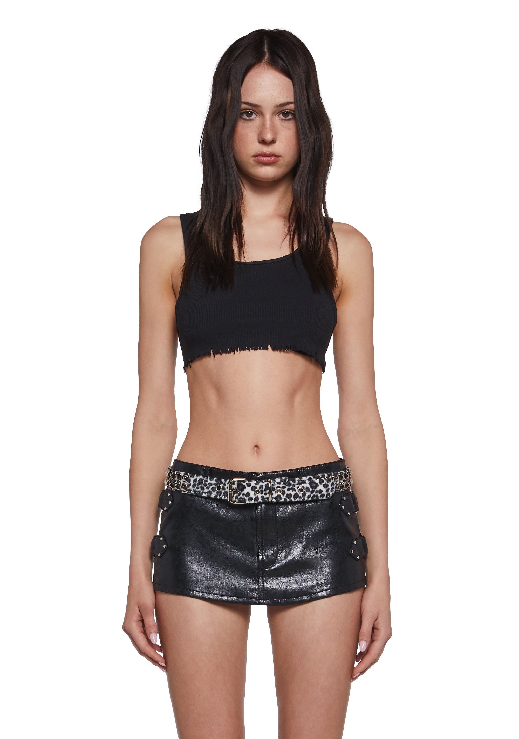 Funk Plus Fuzzy Pyramid Stud Leopard Belt - White – Dolls Kill