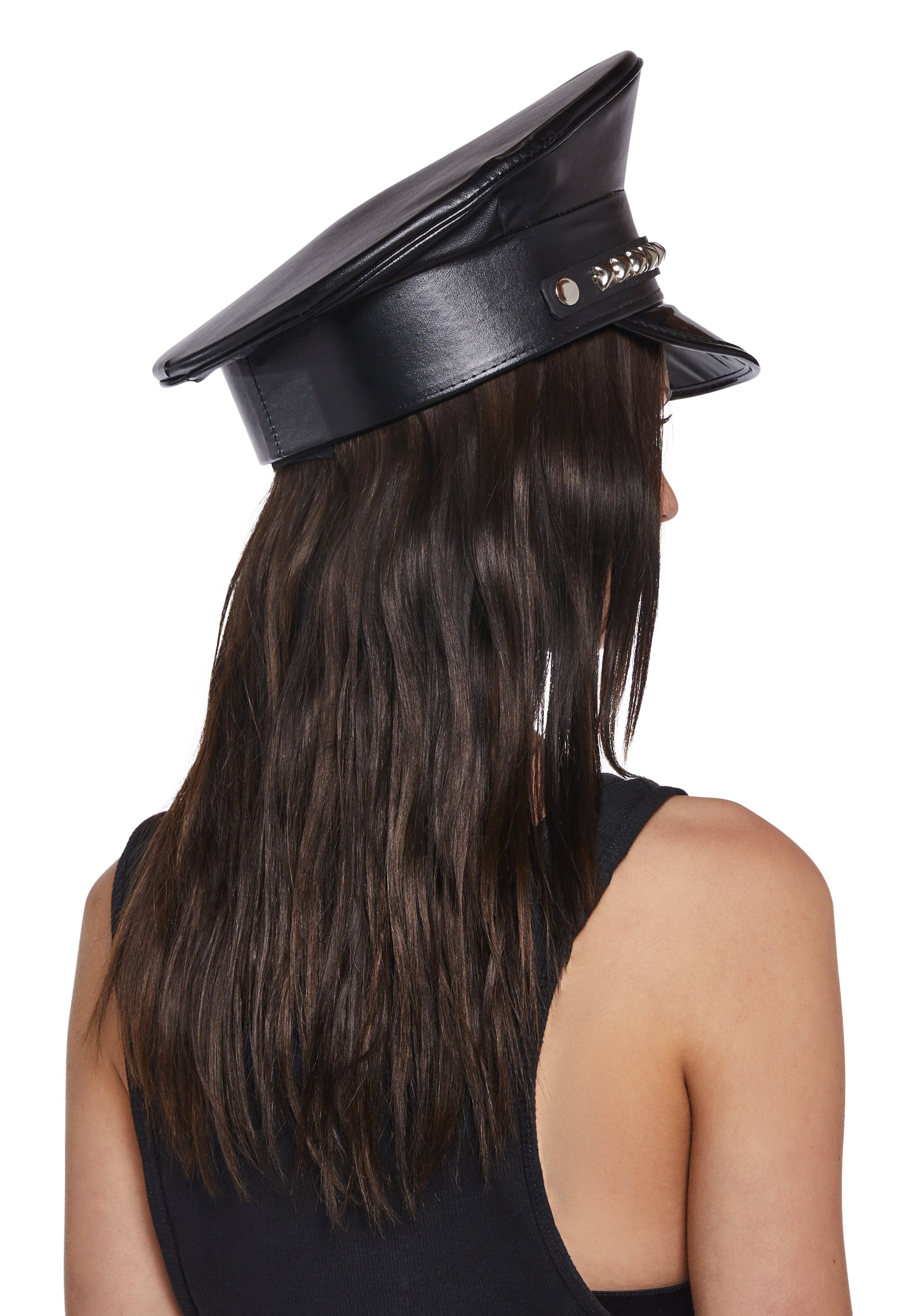 Funk Plus Pyramid Studded Police Captain Hat - Black – Dolls  display picture 3