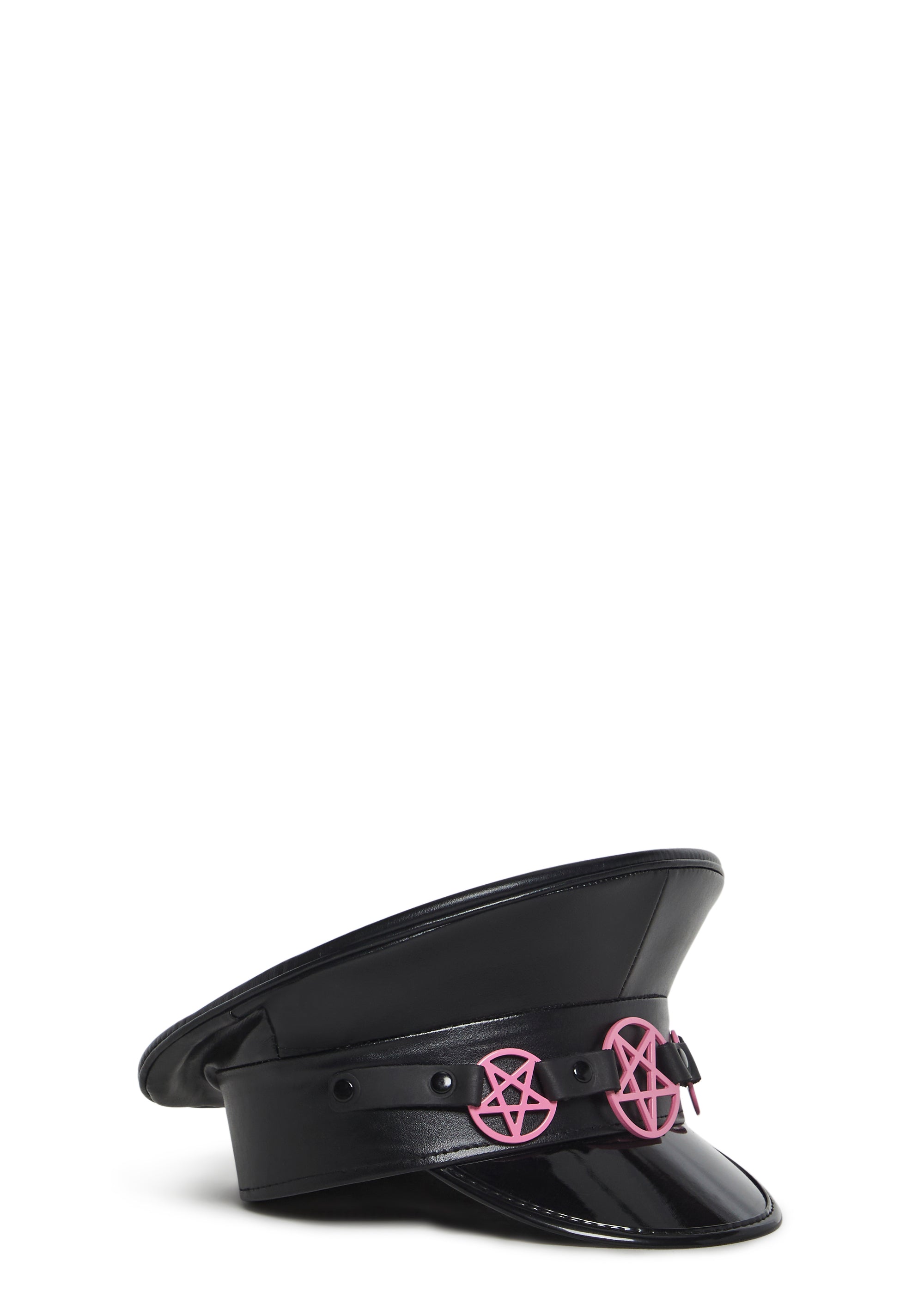 Funk Plus Pentagram Captain Police Hat - Pink/Black – Dolls Kill display picture 3