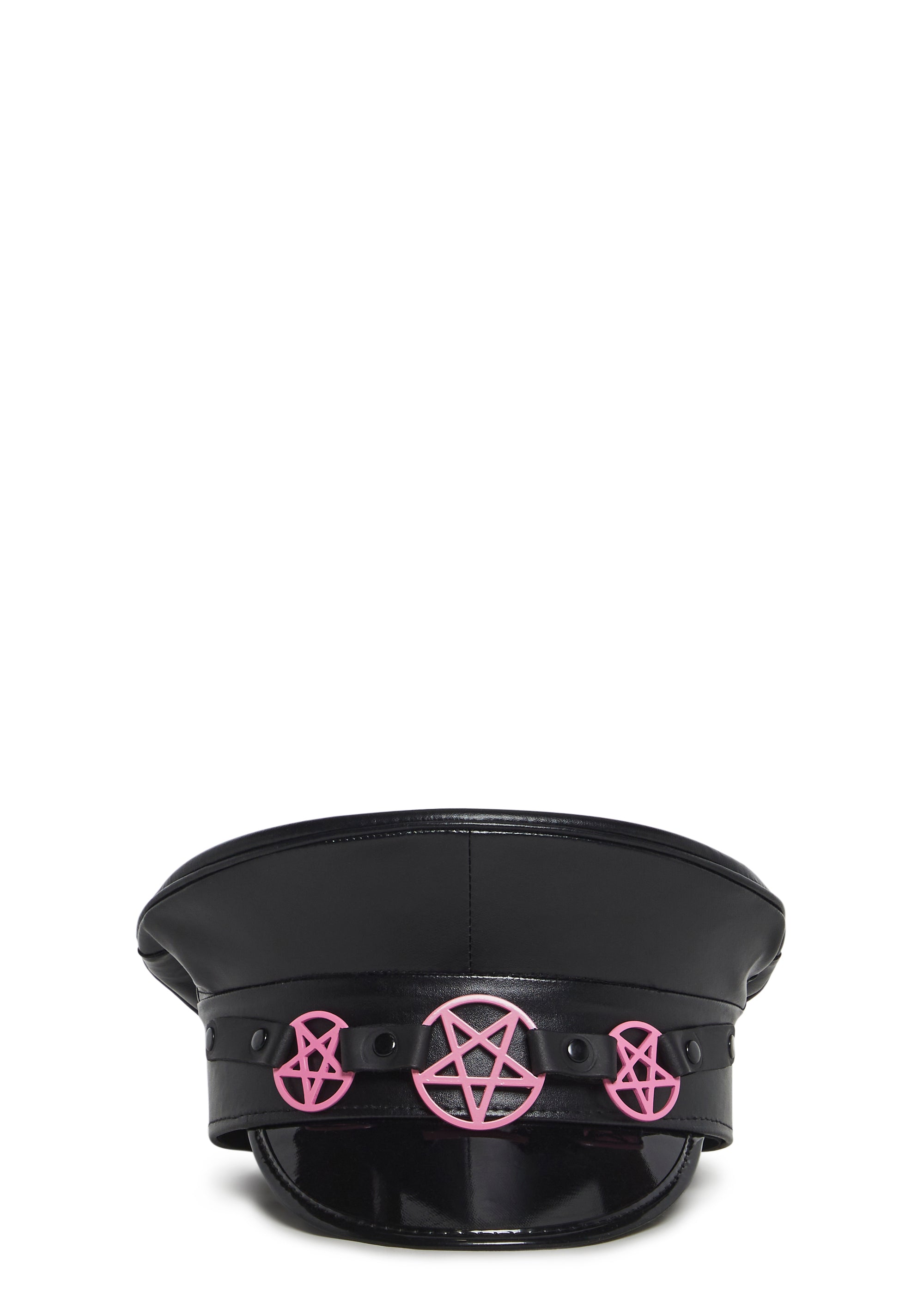 Red Black PVC Pentagram Captain Hat Gothic Army - Dark Garrison Hat Sexy Armed Forces Anime  main image 4