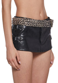 Wide Pyramid Studded Belt - Leopard