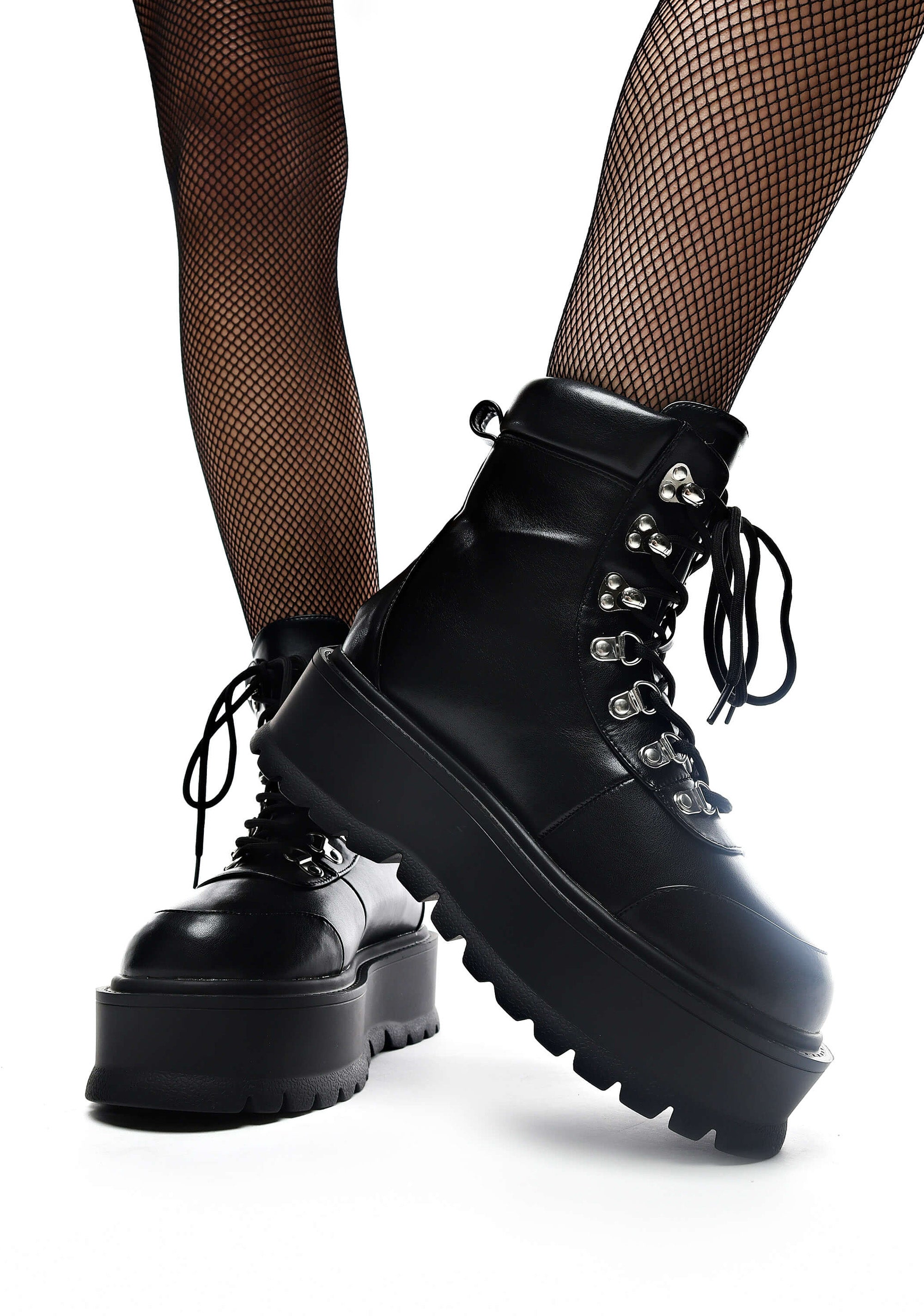 Koi Footwear Hydra Vegan Leather Platform Boots - Black – Dolls Kill