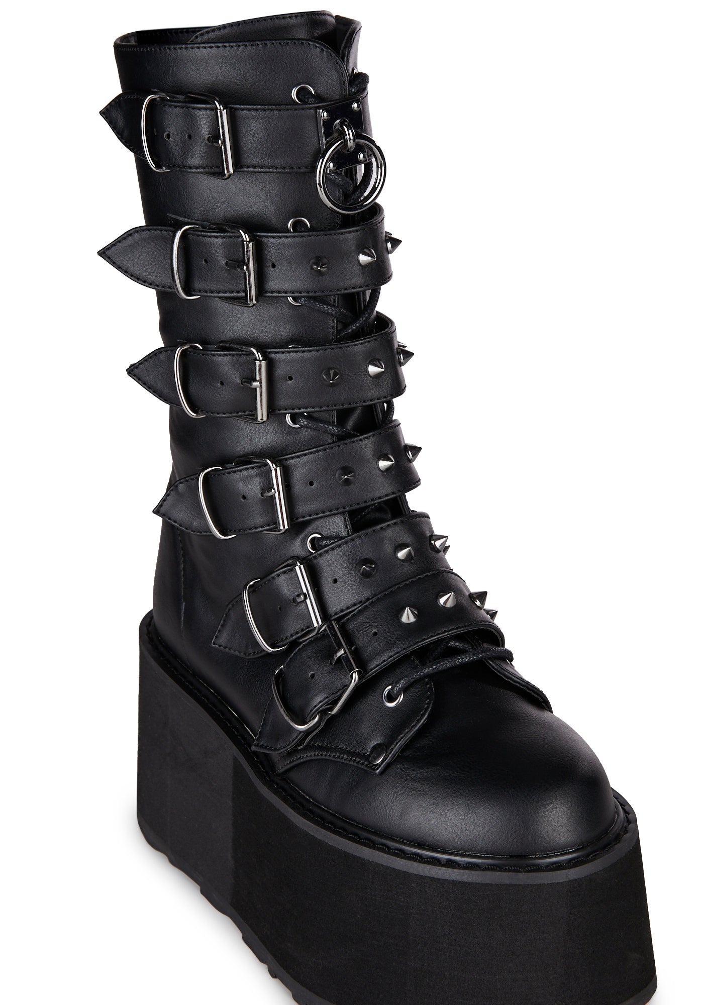 8376【新品未開封】duende TILL BLACK Demonia Midnight Prizm Heist Buckle Boots – Dolls Kill