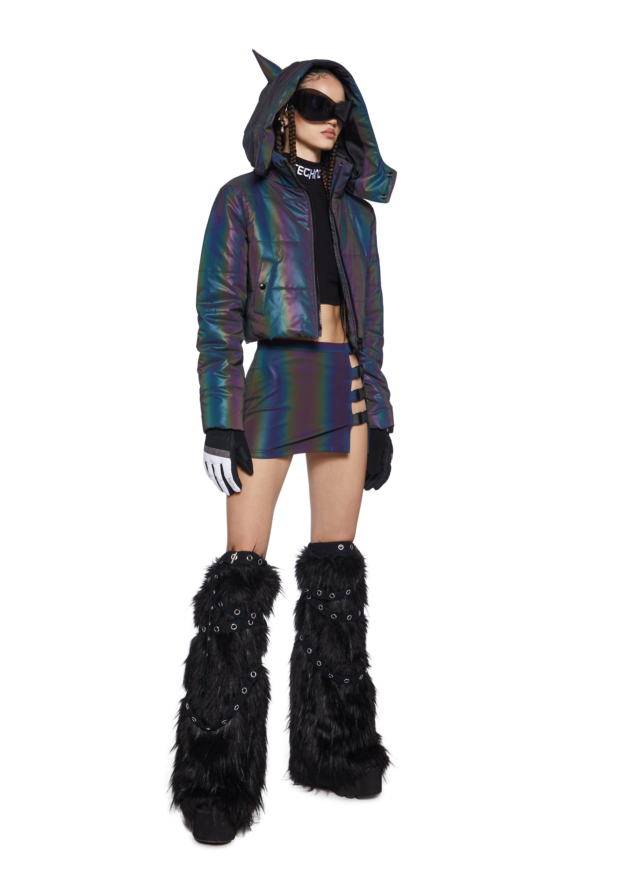 Current Mood Night Savage Signalz Reflective Jacket – Dolls Kill