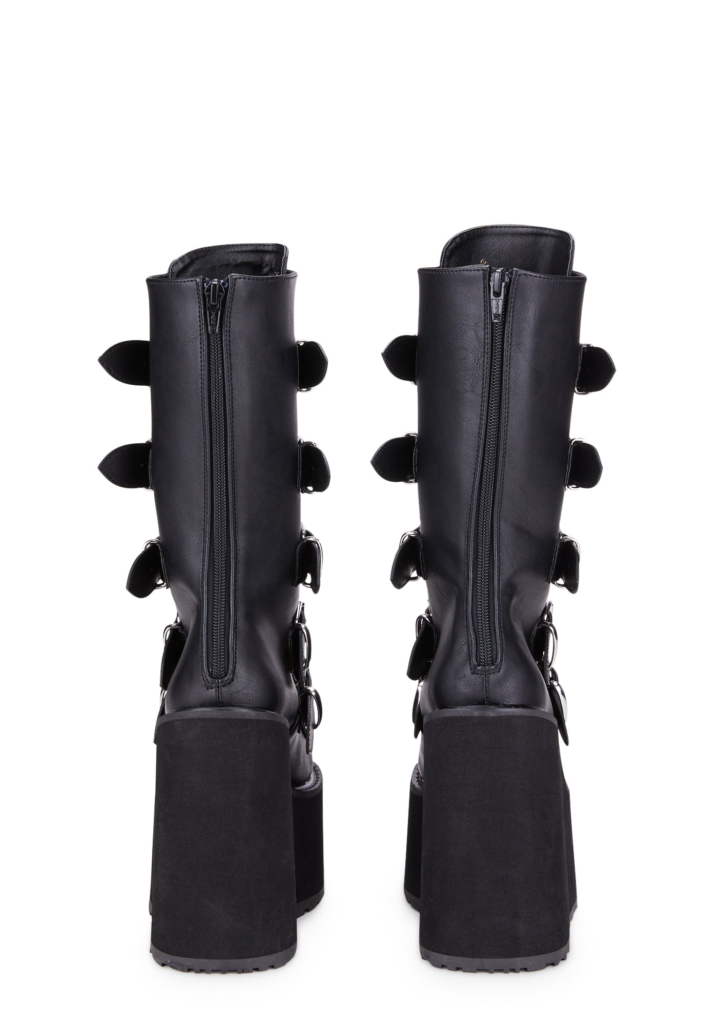 靴 Demonia dollskill matte lawtrinity boots Demonia Swing-105 Buckle Platform Ankle Boots - Black