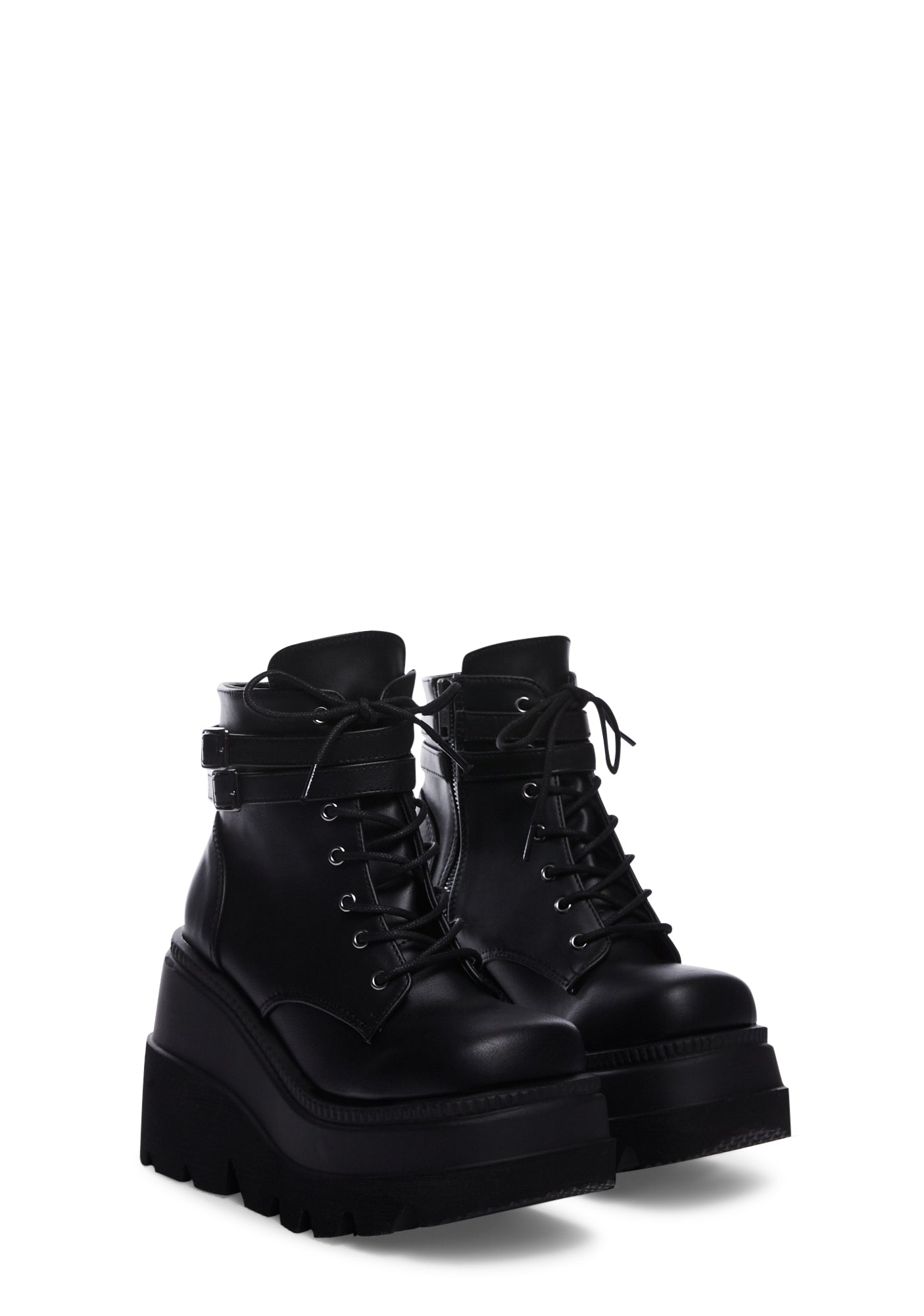 Demonia Platform Wedge Combat Ankle Boots Black Dolls Kill