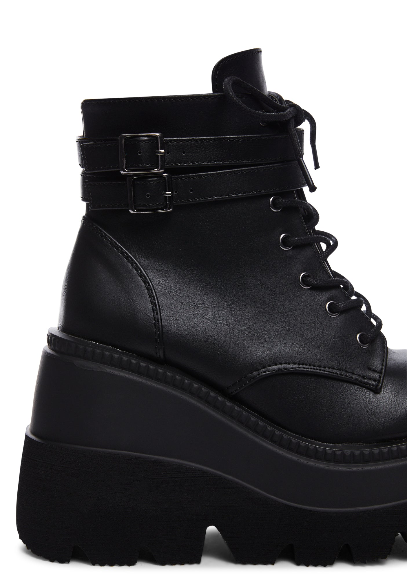 Demonia Platform Wedge Combat Ankle Boots Black Dolls Kill