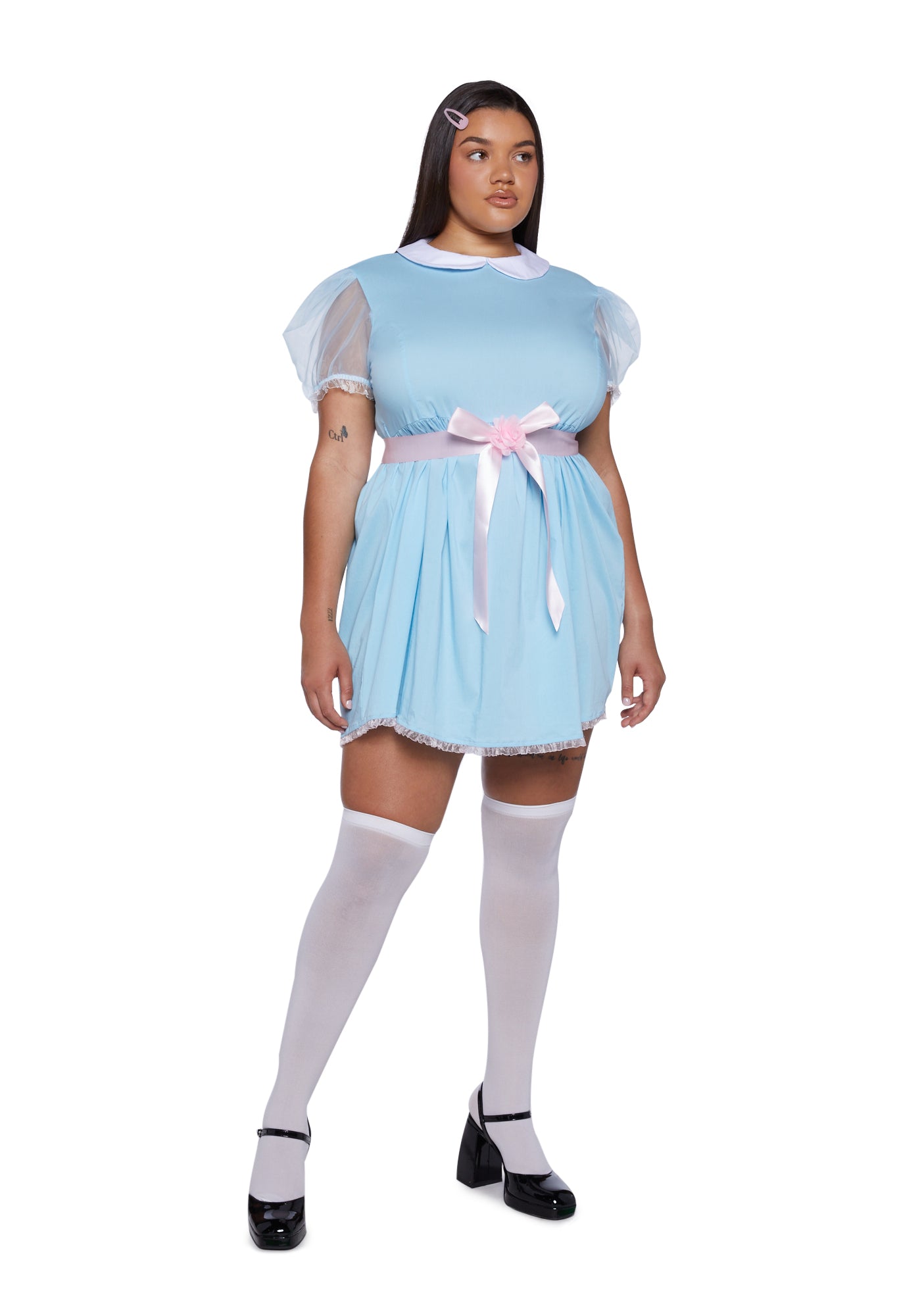 Plus Size Creepy Twins The Shining Babydoll Scary Womans Halloween Costume Dress Blue Dolls Kill