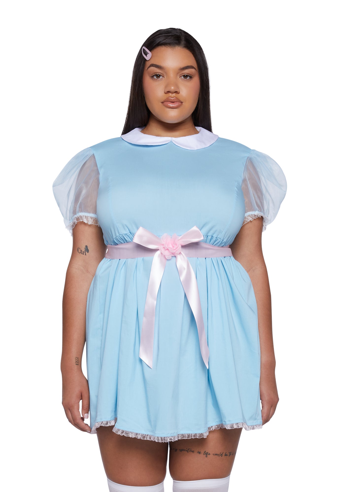 Plus Size Creepy Twins The Shining Babydoll Scary Womans Halloween Costume Dress