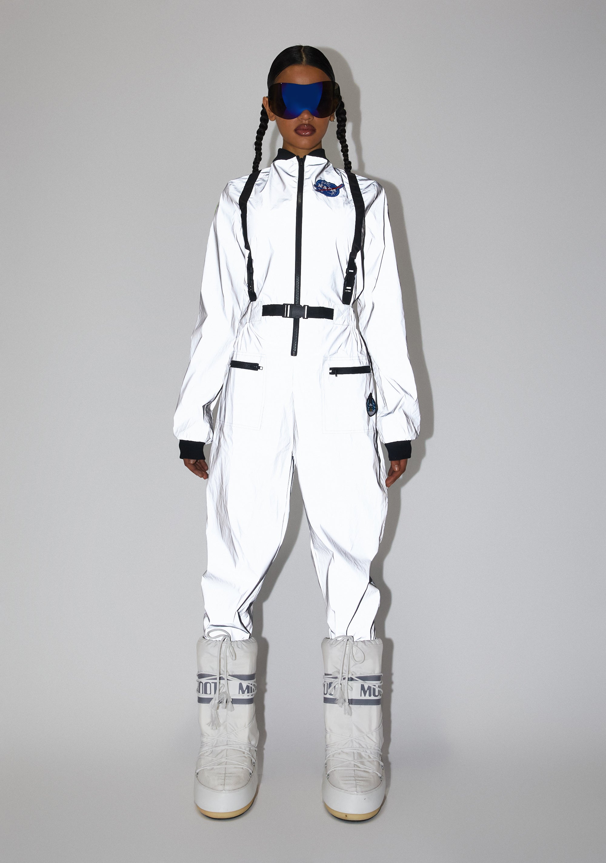 Halloween Dolls Kill Reflective Astronaut Space Jumpsuit Costume Halloween Dolls Kill Reflective Astronaut Space Jumpsuit Costume