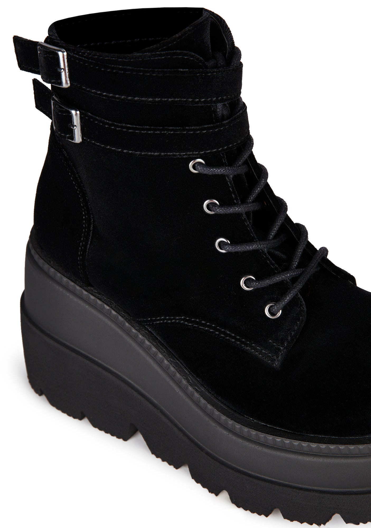 Demonia Platform Wedge Velvet Boots Black Dolls Kill