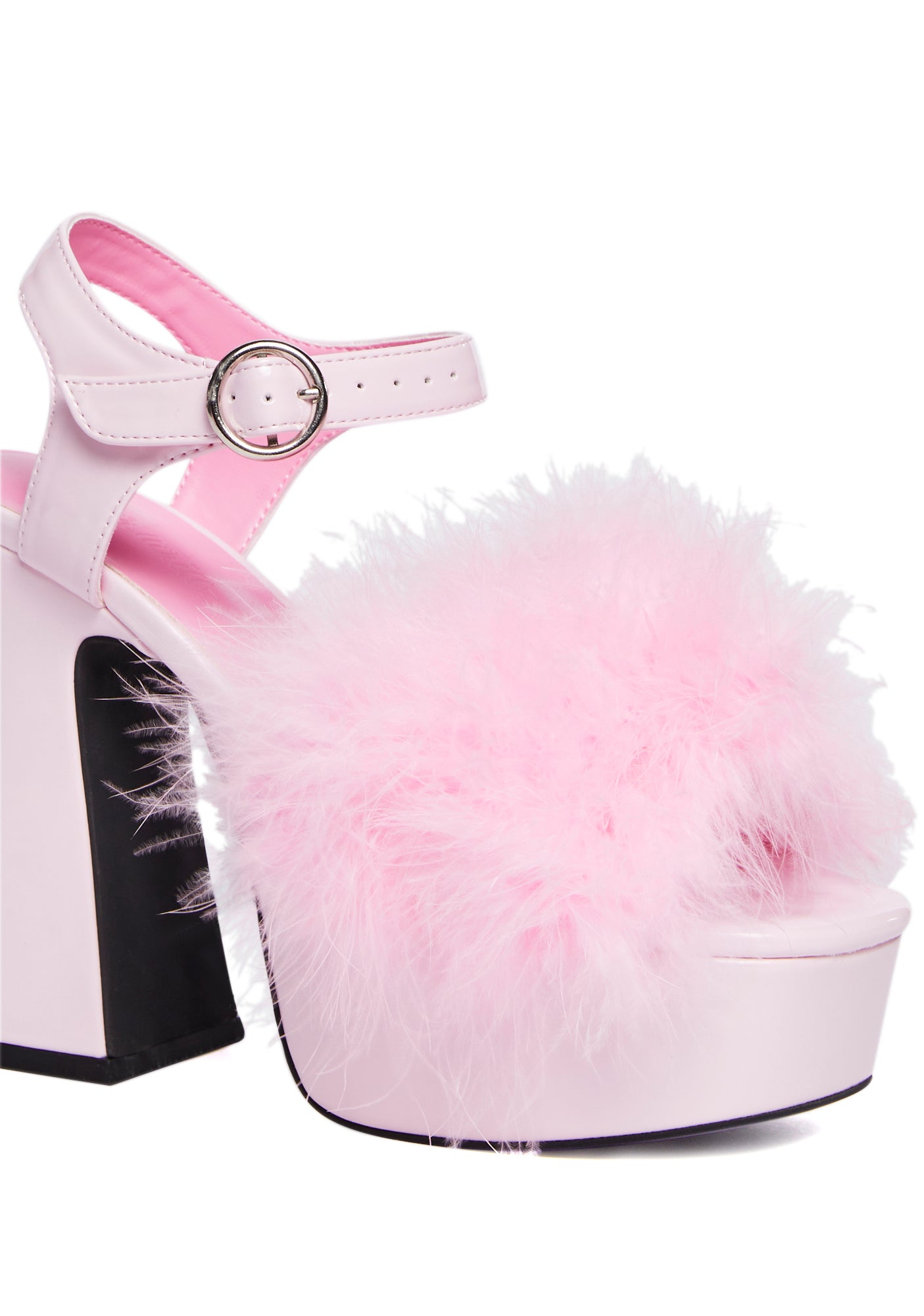 Sugar Thrillz Pink Marabou Fluff High Heel Platforms – Dolls