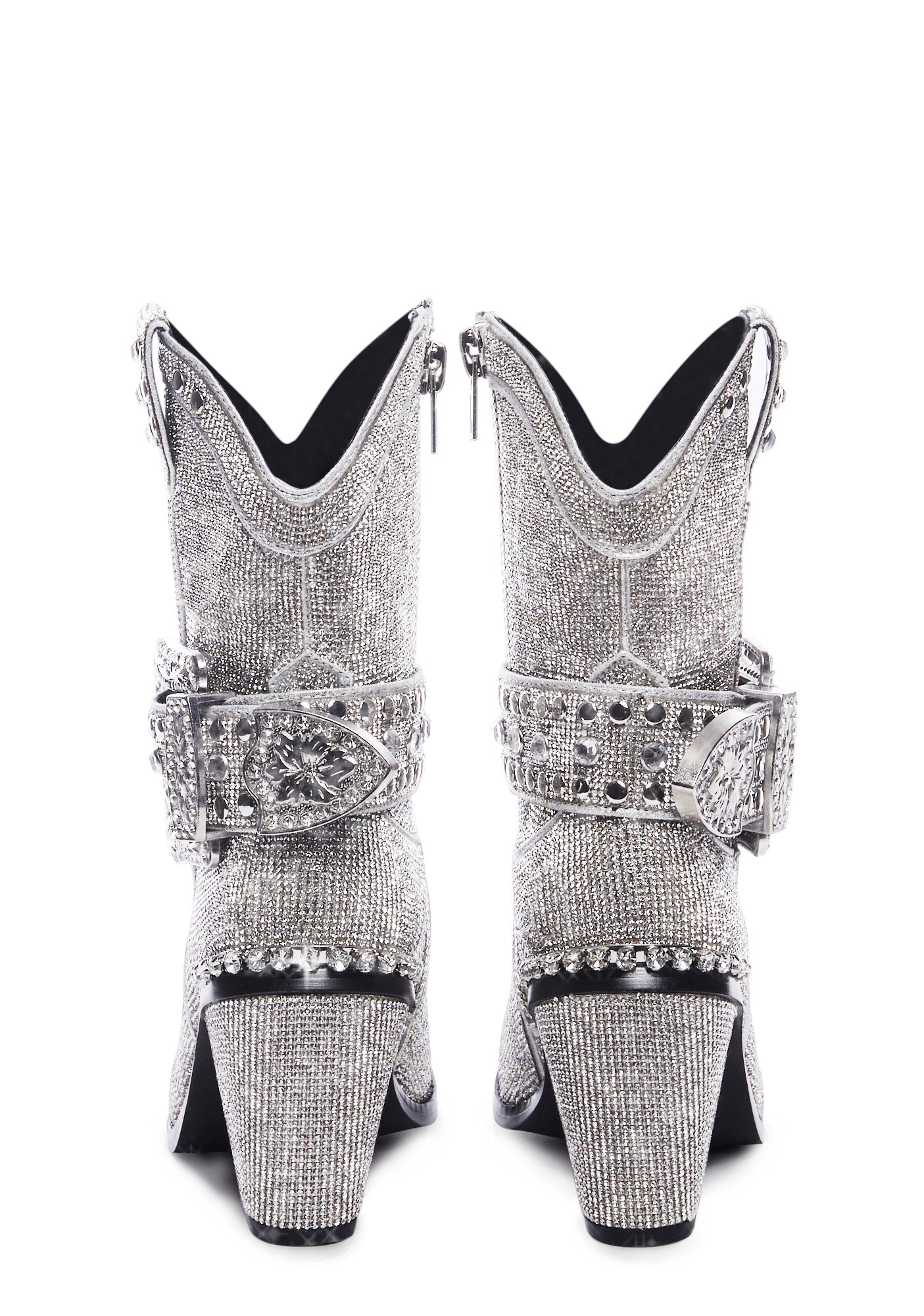 Club Exx Rhinestone Cowboy Boots Silver Dolls Kill