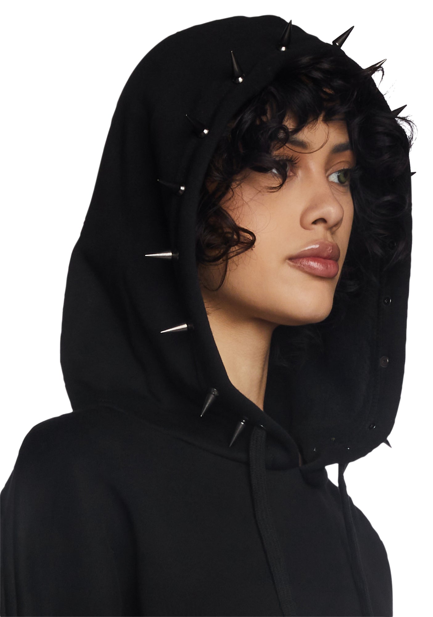 Hoodie with metal spikes on hood 2025
