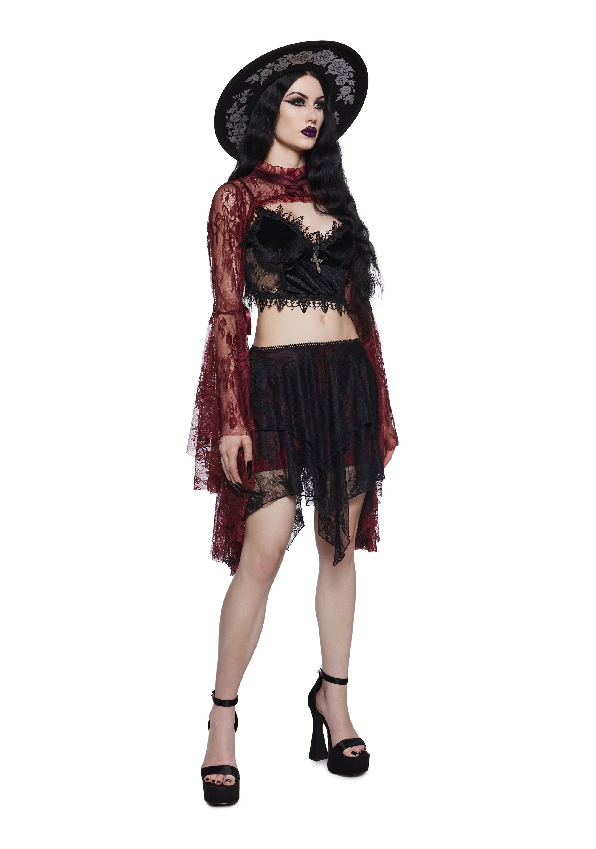 Wine Dusk Before Dawn Lace Shrug