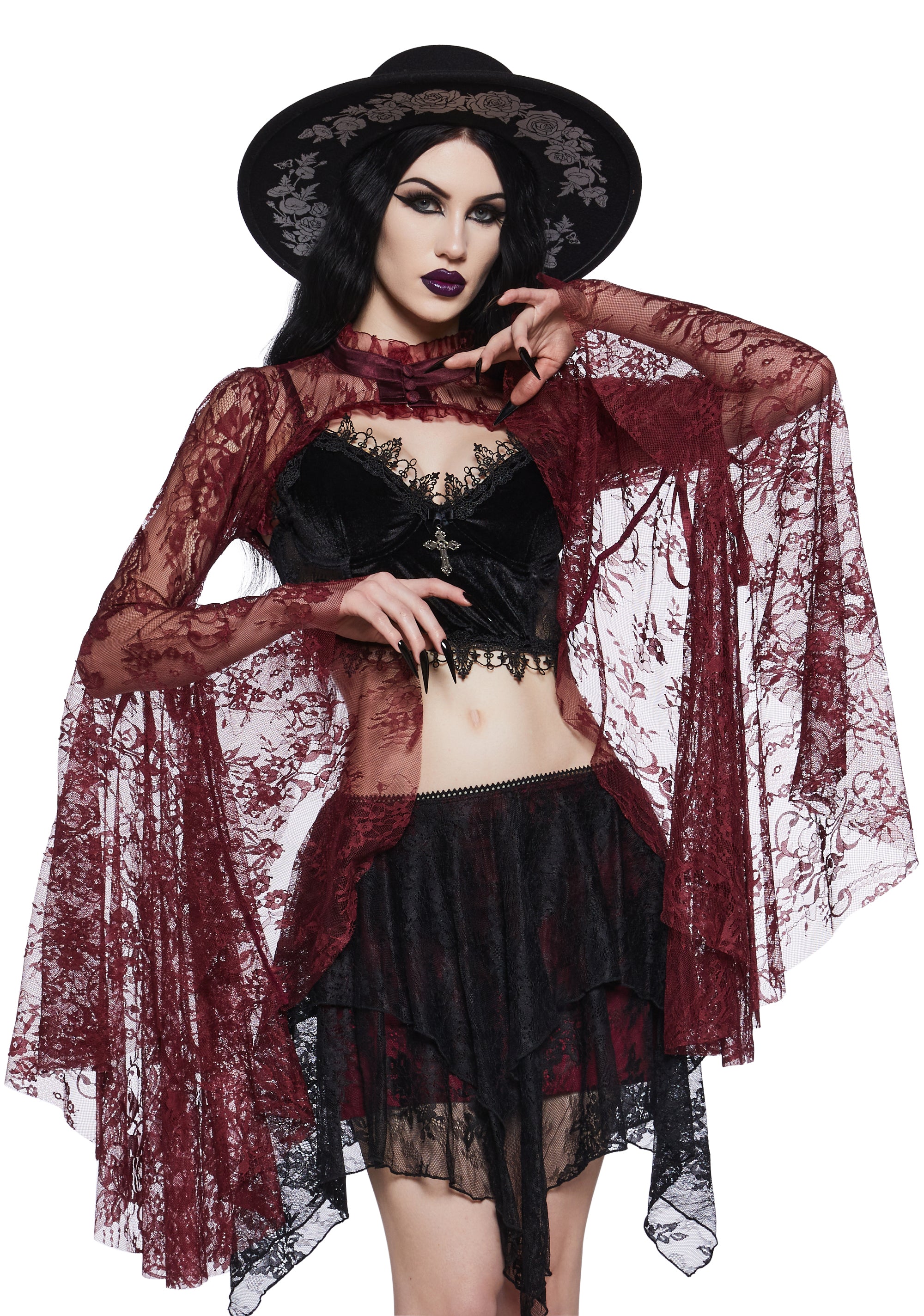 Widow Bell Sleeve Lace Shrug – Dolls Kill