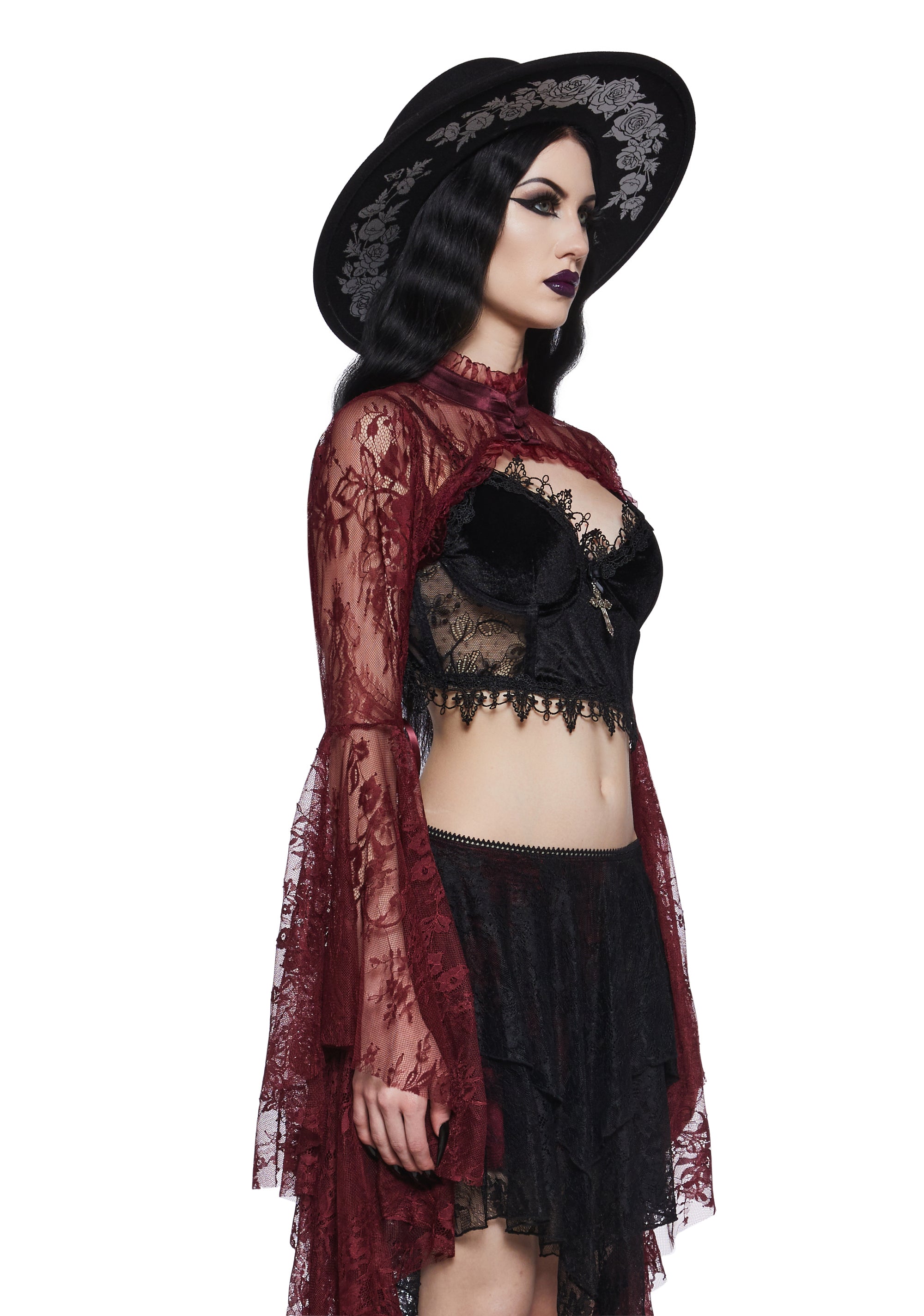 Wine Dusk Before Dawn Lace Shrug