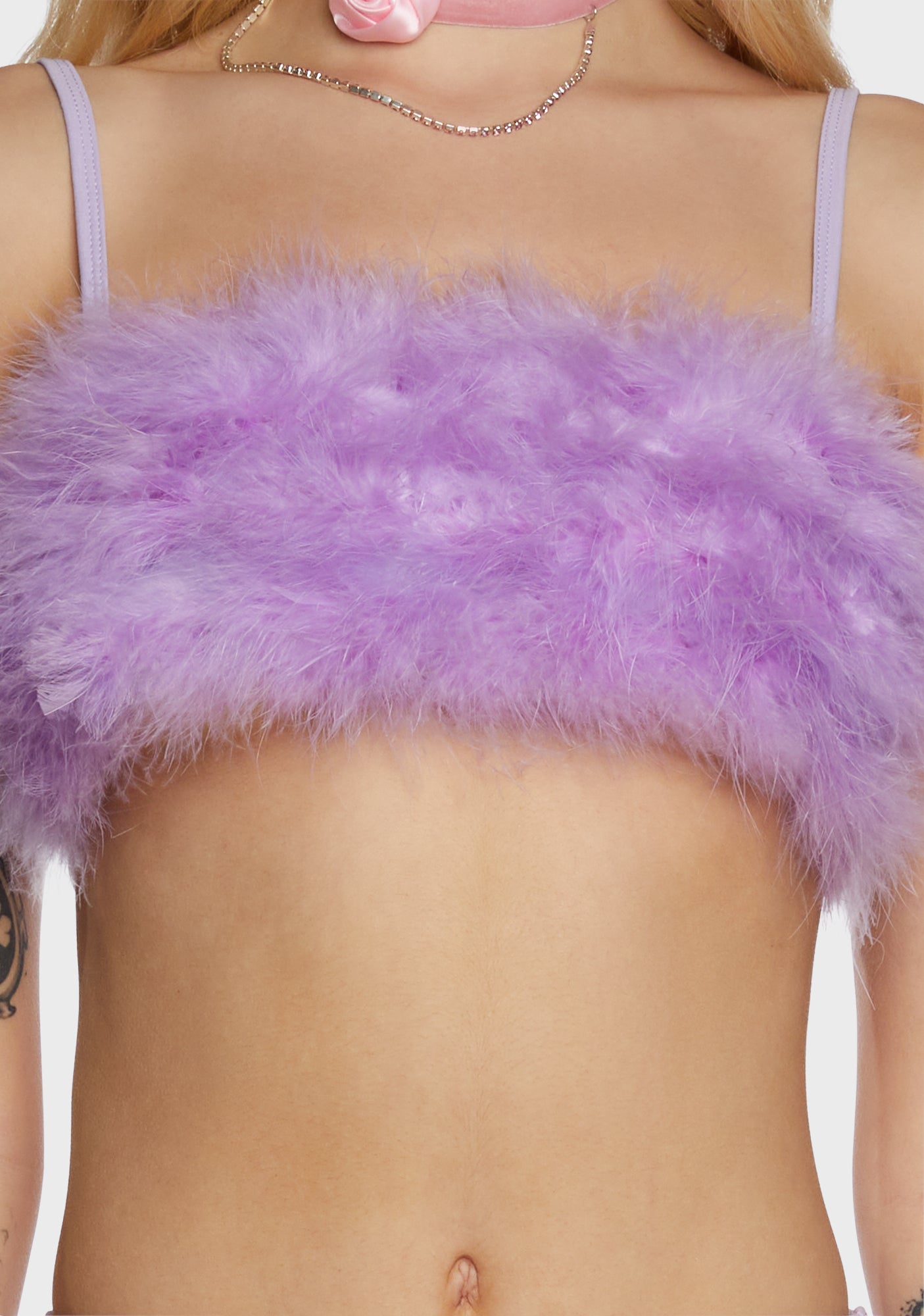 Sugar Thrillz Marabou Boob Tube Purple Dolls Kill