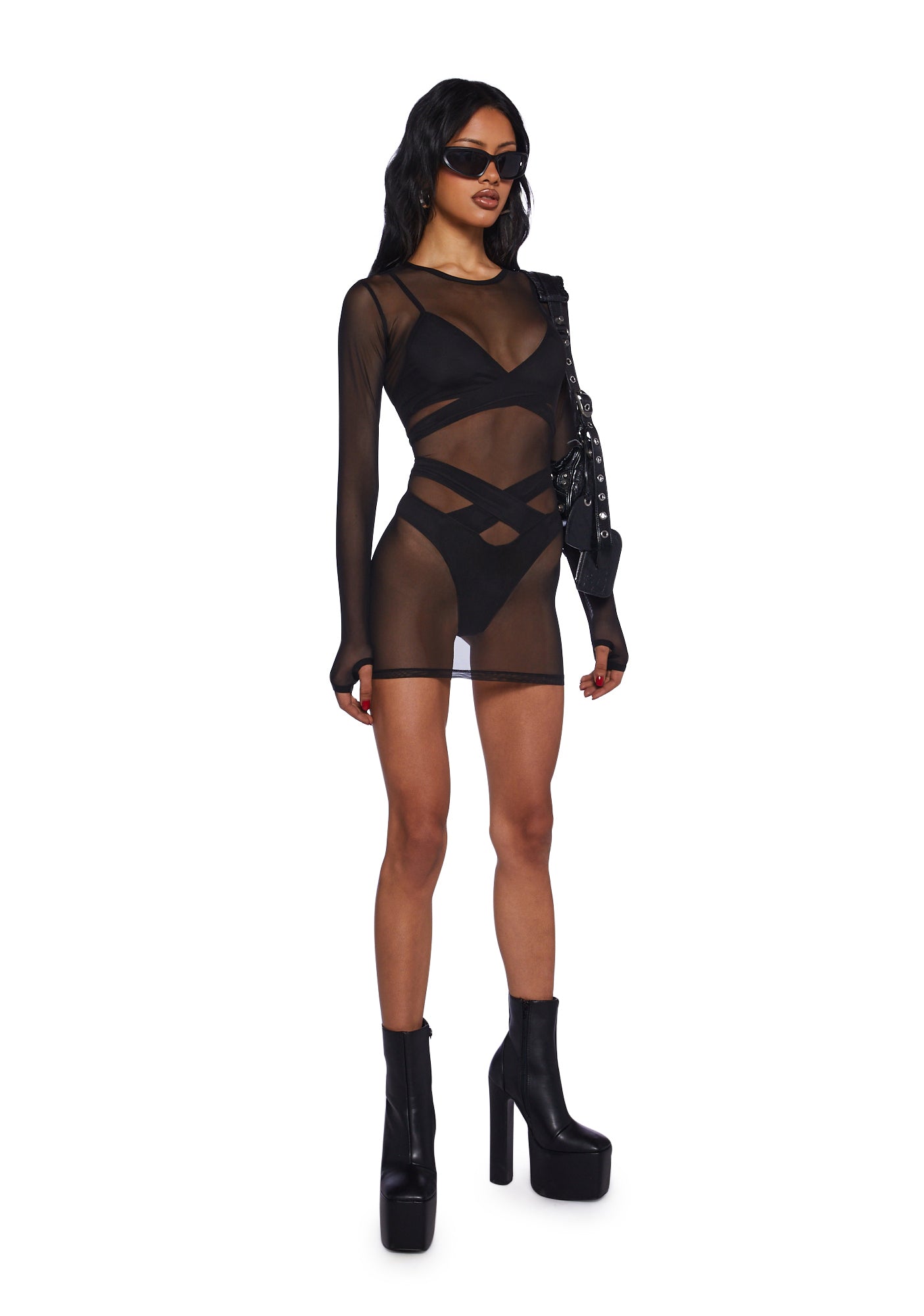Poster Grl Sheer Three Piece Lingerie Dress Set