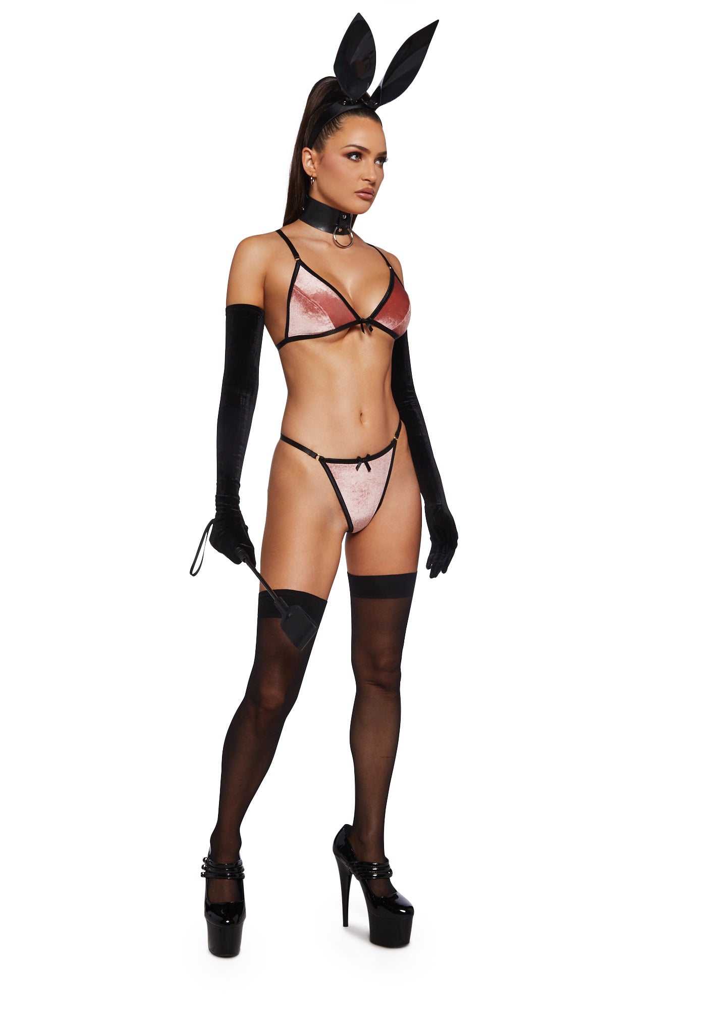 Pink Velvet Bralette and Thong Lingerie Set  Dolls Kill