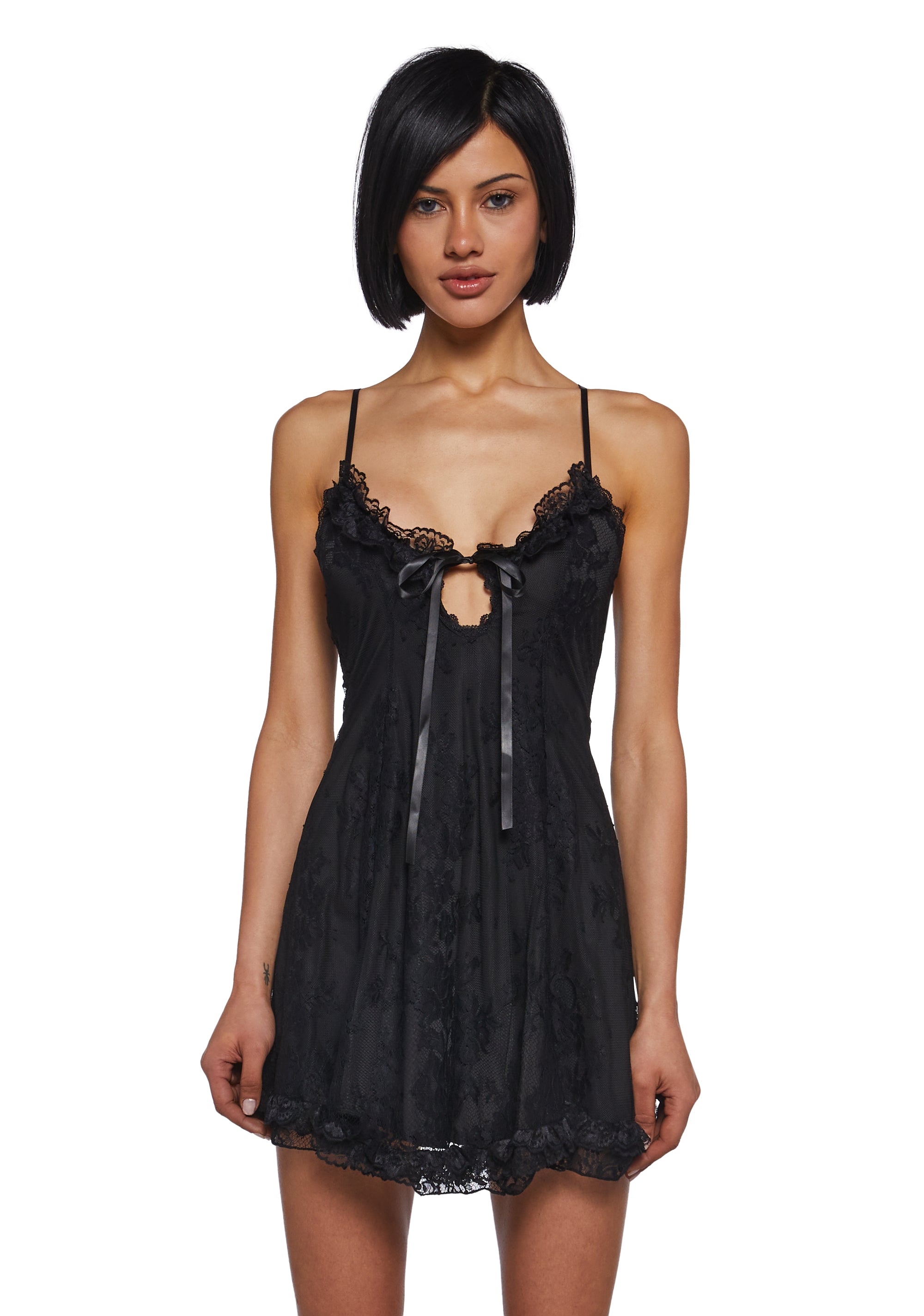 Faithfully Doomed Lace Mini Dress - Black