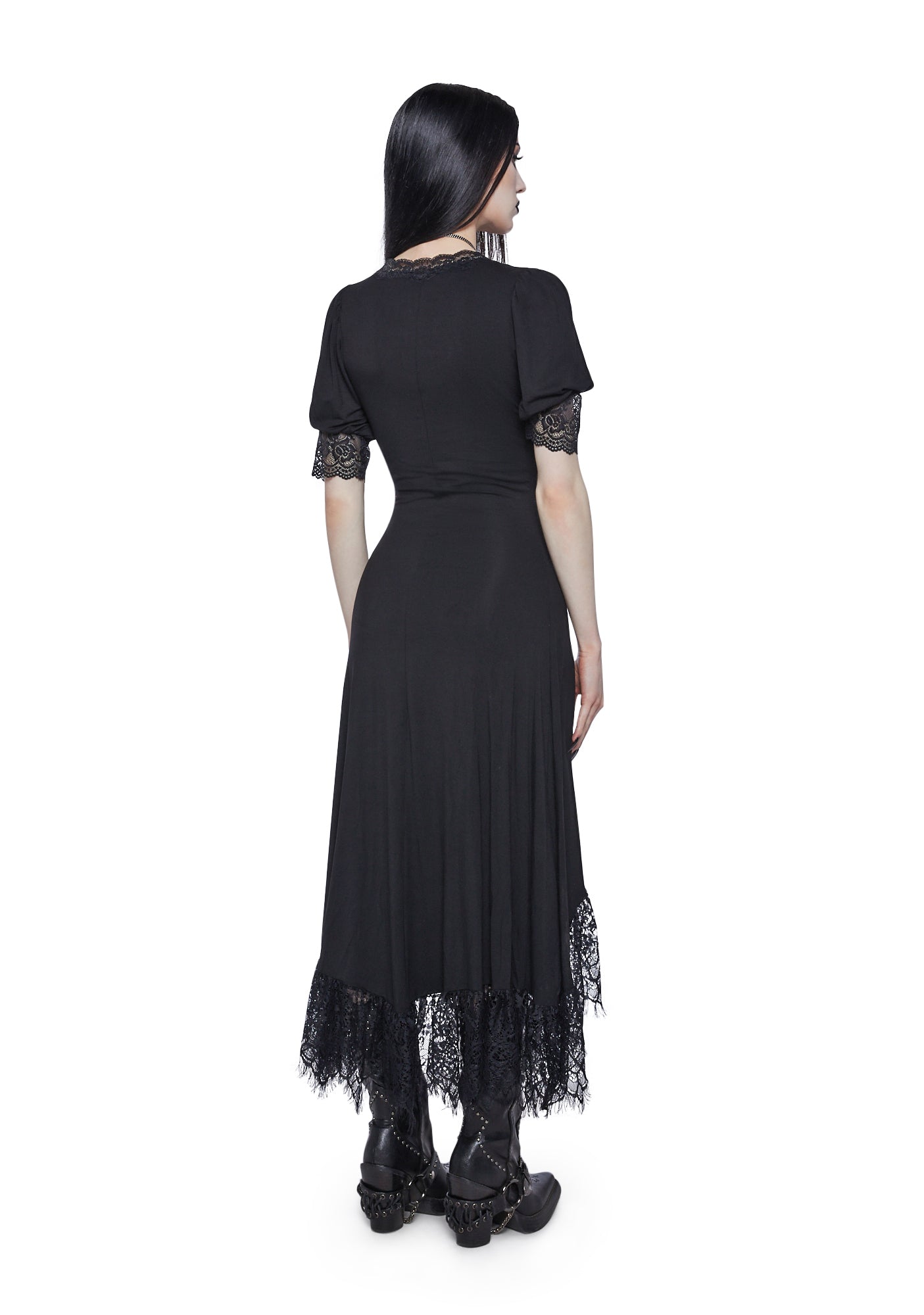 Widow Lace High Low Jersey Maxi Dress - Black – Dolls Kill