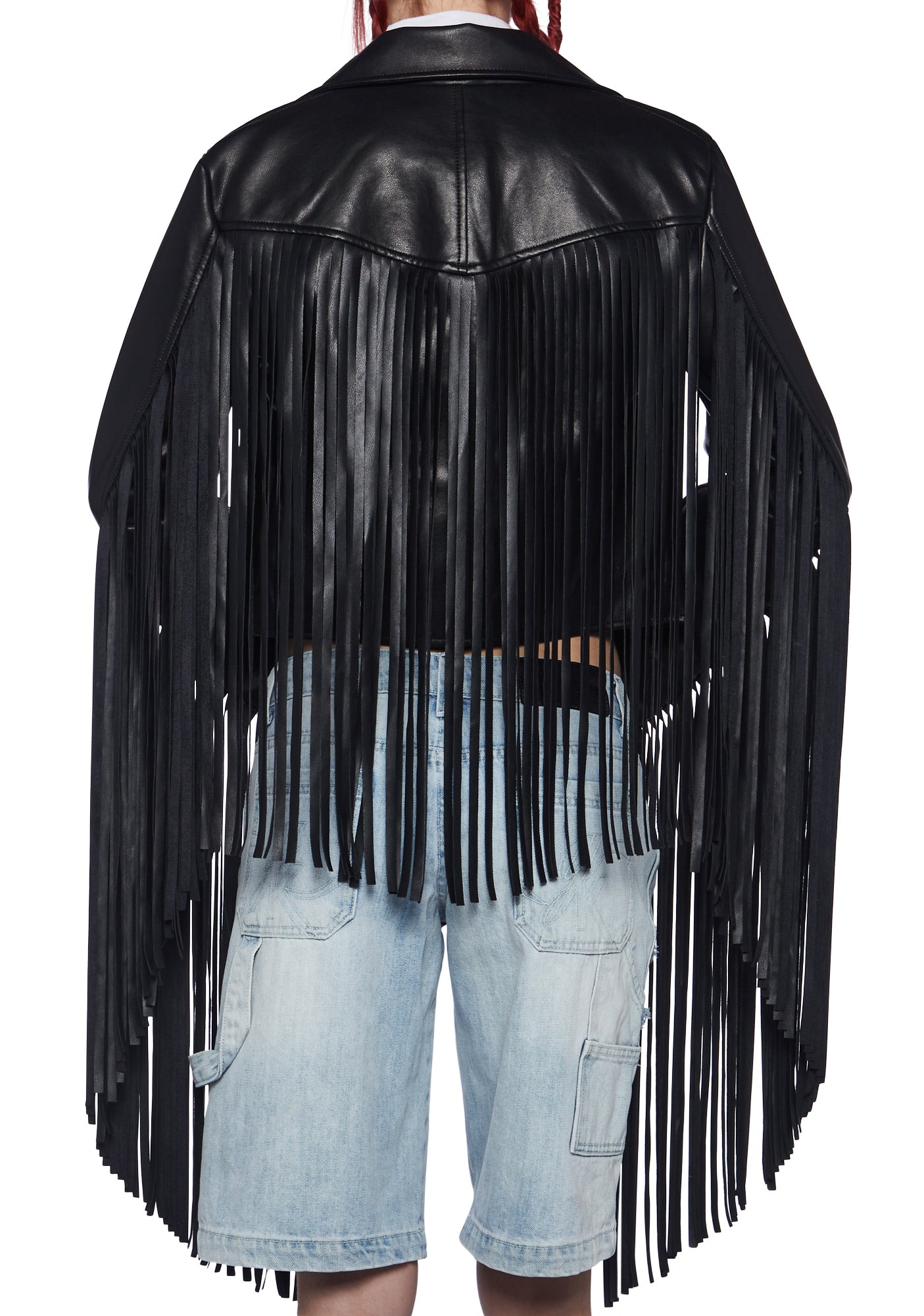 Current Mood Fringe Moto Jacket - Black Vegan Leather