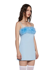 Flirty N' Thriving Marabou Dress - Light Pink
